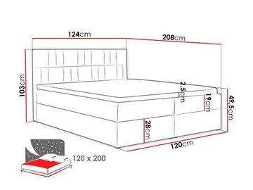 MIRJAN24 Boxspringbett Top 3 (Lattenrost und Matratze + Kopfteil), Polsterbett mit 2 Bettkästen, Doppelbett