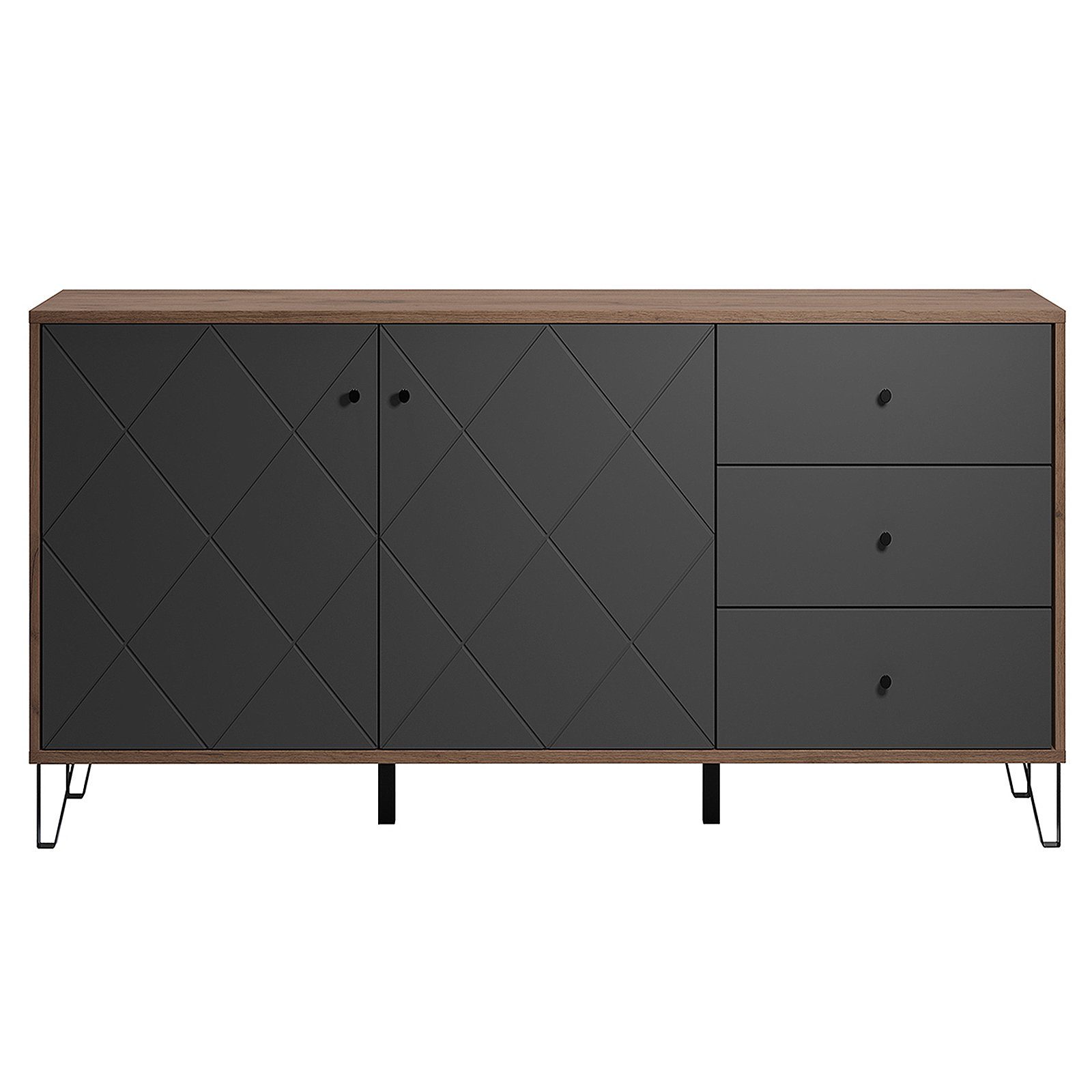 trendteam Sideboard, Kommode Schrank Mehrzweckschrank Wohnzimmerschrank Braun 183x76x40cm