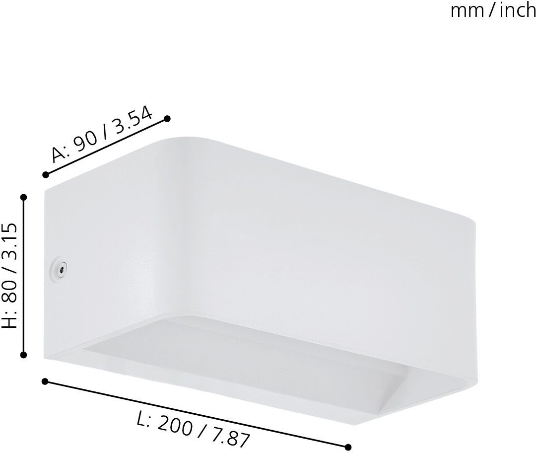 EGLO Wandleuchte SANIA fest Warmweiß 4, integriert, LED