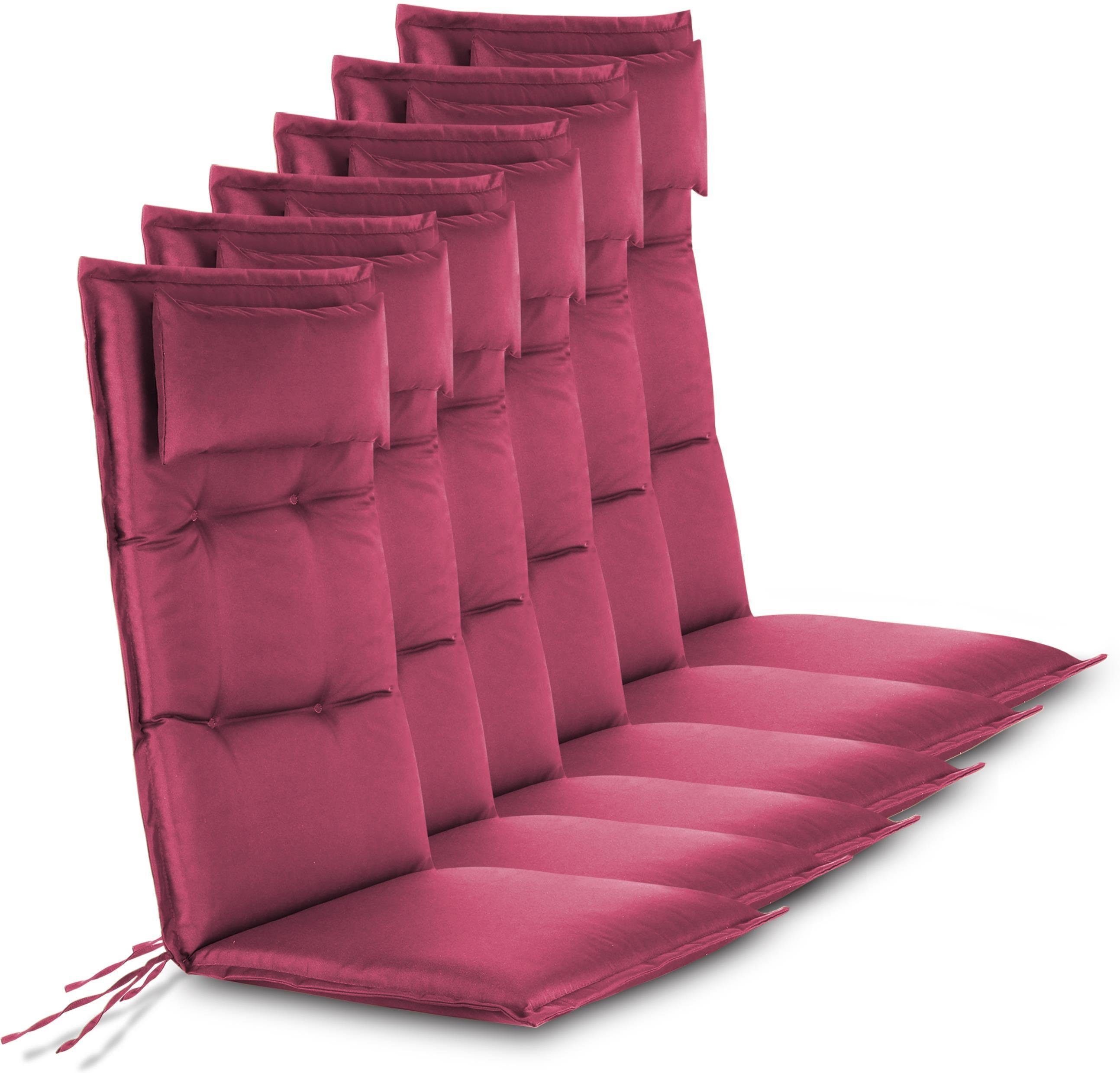 Aspero Hochlehnerauflage 6 Premium Hochlehner Stuhlauflagen, (Set), Wasserdicht