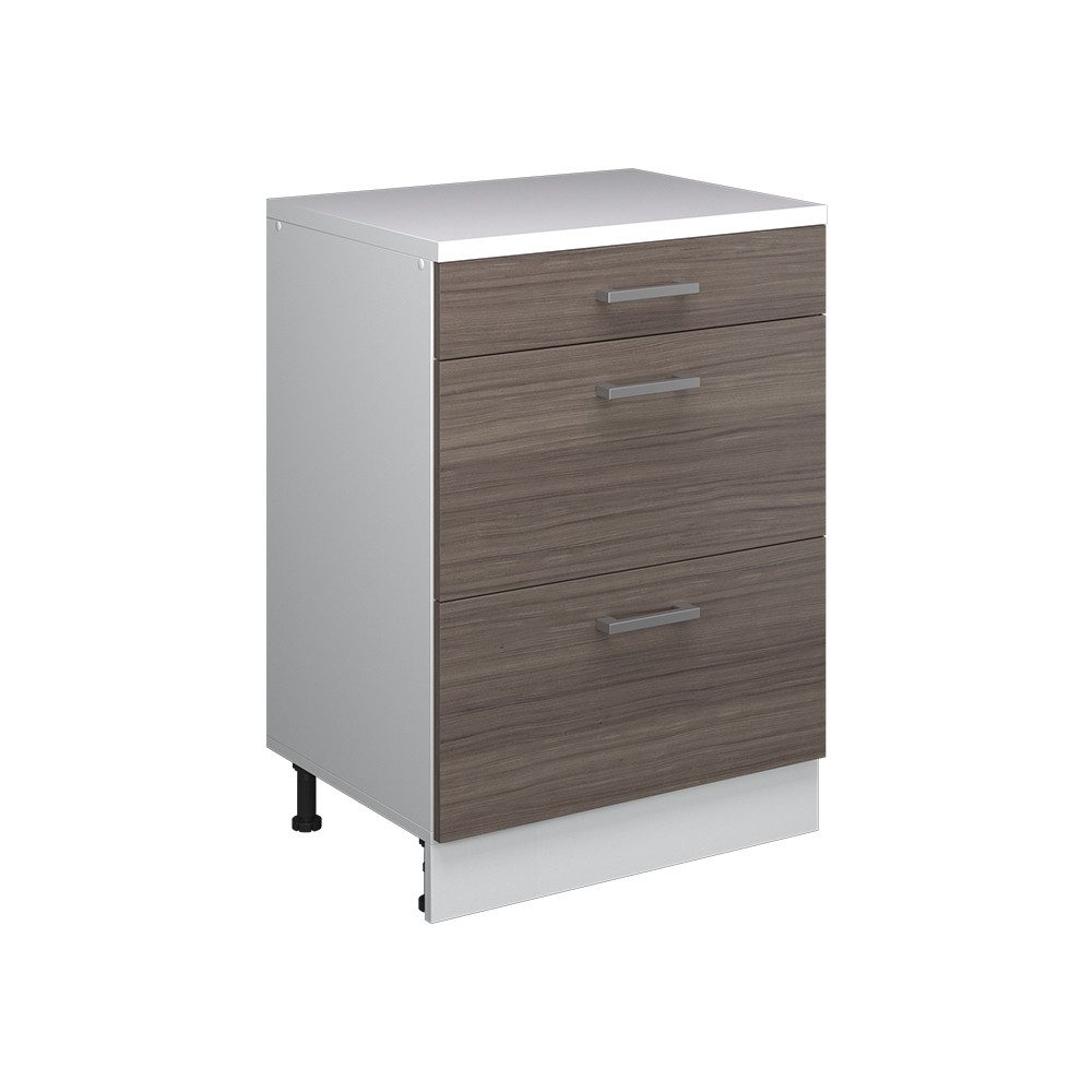 Vicco Kommode Rion, Edelgrau/Weiß, 60 x 46 cm ohne Schräge mit 3 Schubladen