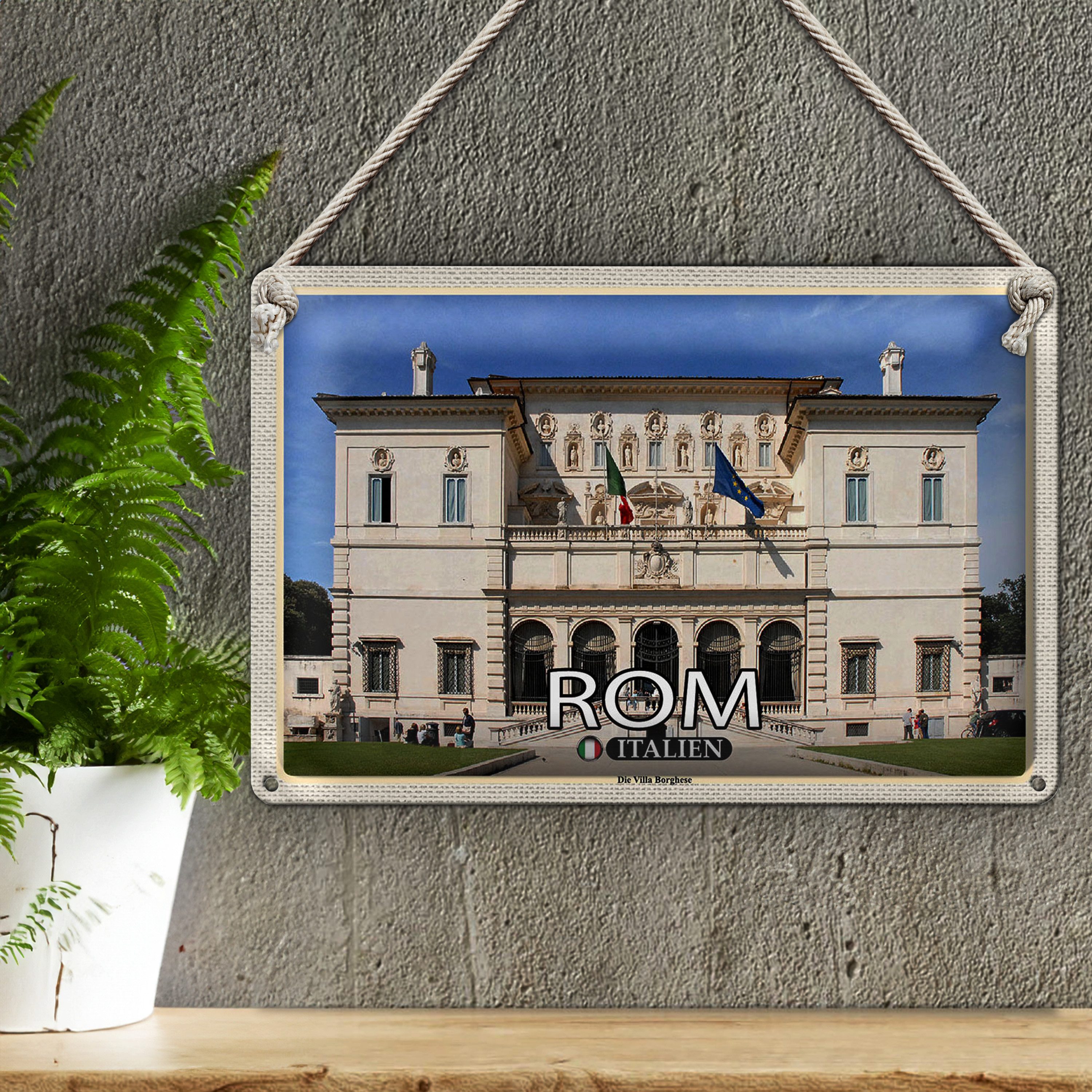 Roomando Metallschild Reise Rom Italien Die Villa Borghese 40x30cm