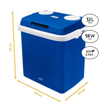 TZS FIRST AUSTRIA Elektrische Kühlbox 32L, Mini-Kühlschrank, 12V /230V Anschluss, 12-V-Stecker fürs Auto, für Camping, Festivals, Reisen, mit Kühl- und Warmhaltefunktion