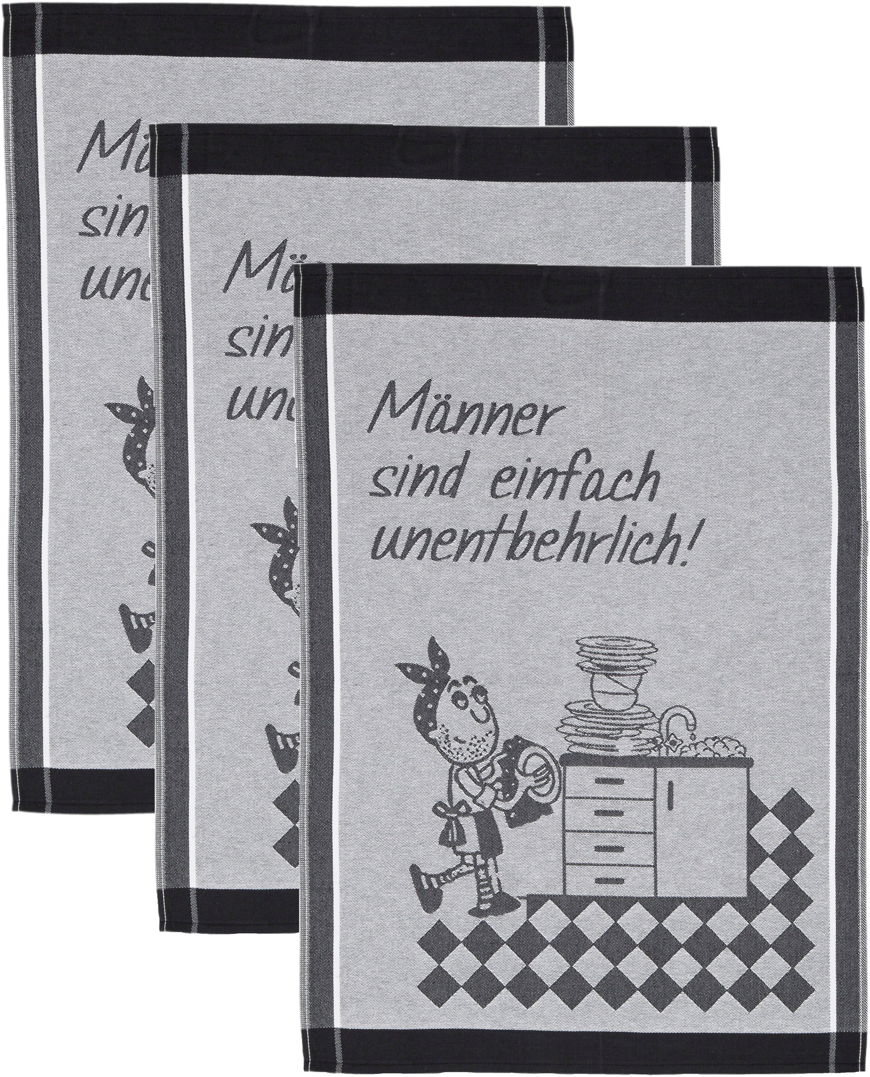 ROSS Geschirrtuch Männer sind einfach Baumwolle aus Sprüchetuch, 3-tlg), (Set, 100% unentbehrlich