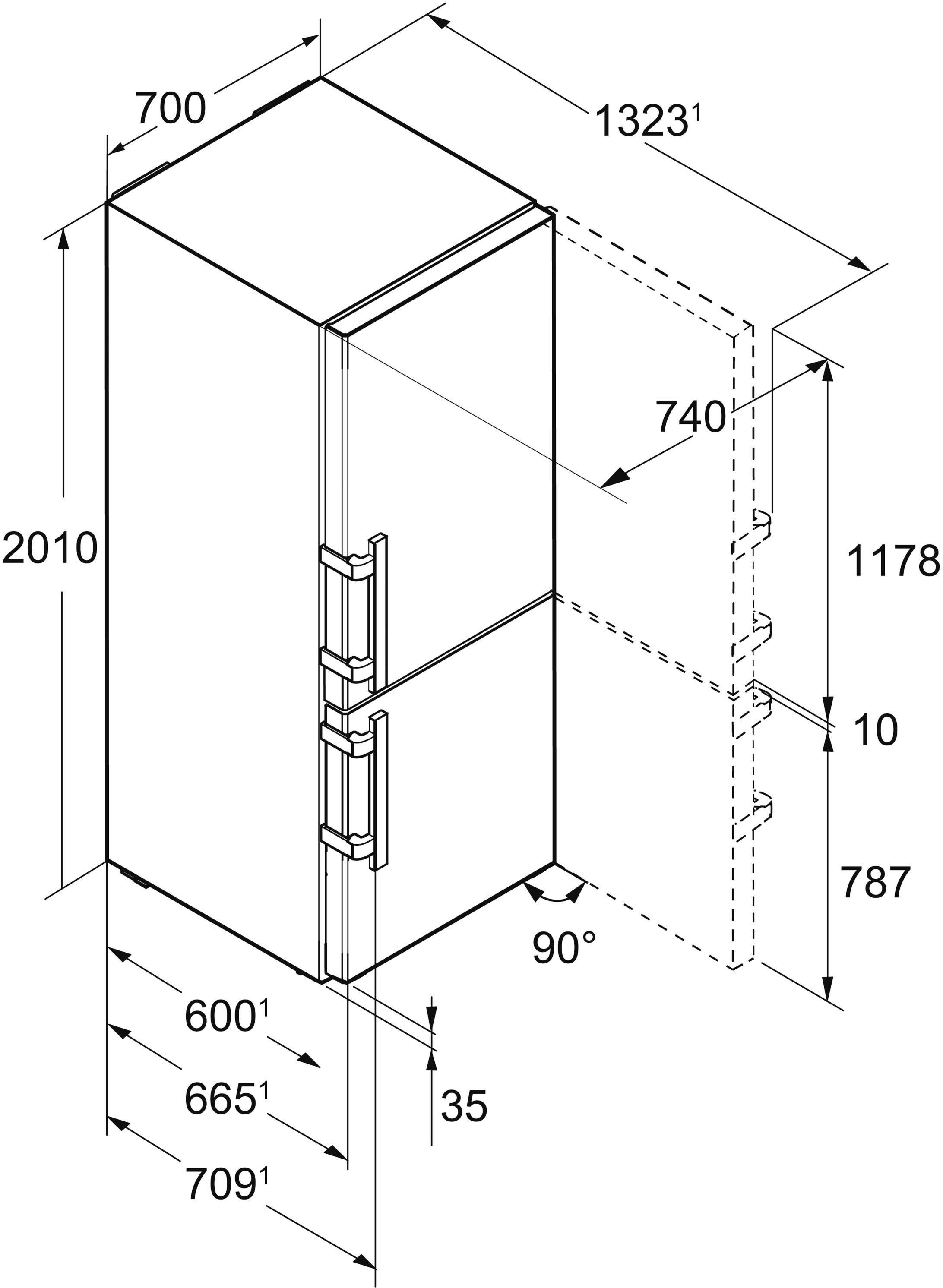 Liebherr Kühl-/Gefrierkombination CBNes 5775-20, breit cm 70 cm 201 hoch