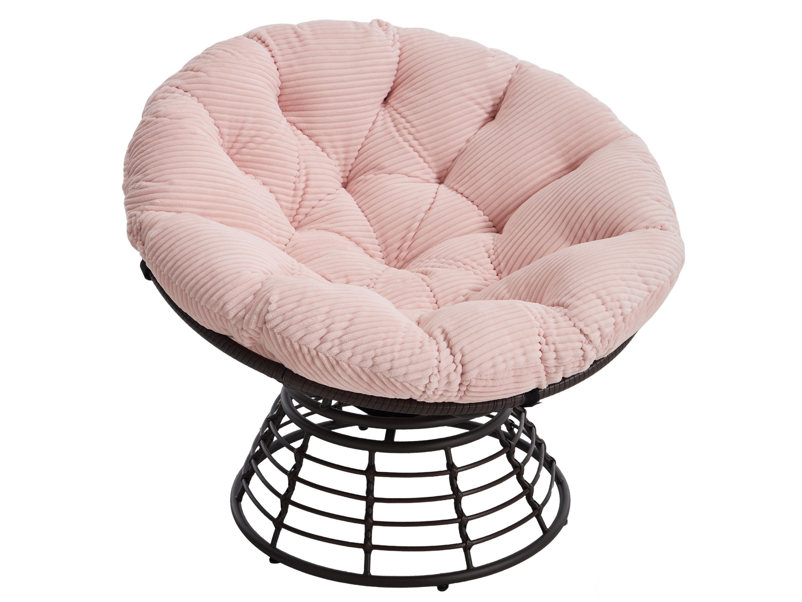 SeedWave Loungesessel 360° Drehbarer Papasan-Sessel Stahlgestell mit 92cm Trennbarem Polster, Relaxsessel für Balkon, Garten, Terrasse