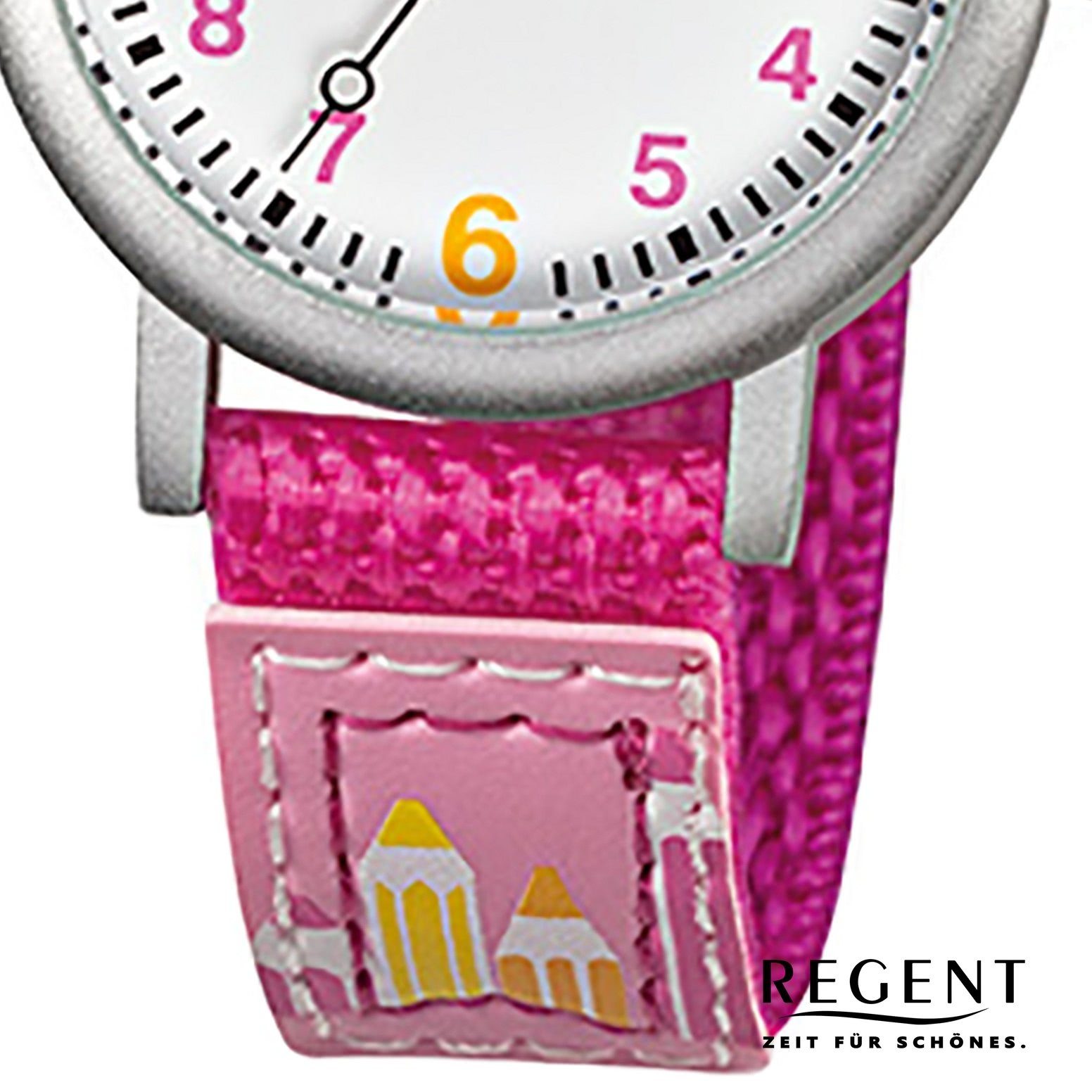 Regent Quarzuhr Regent Kinder-Armbanduhr pink Analog F-730, Kinder  Armbanduhr rund, klein (ca. 29mm), Textilarmband