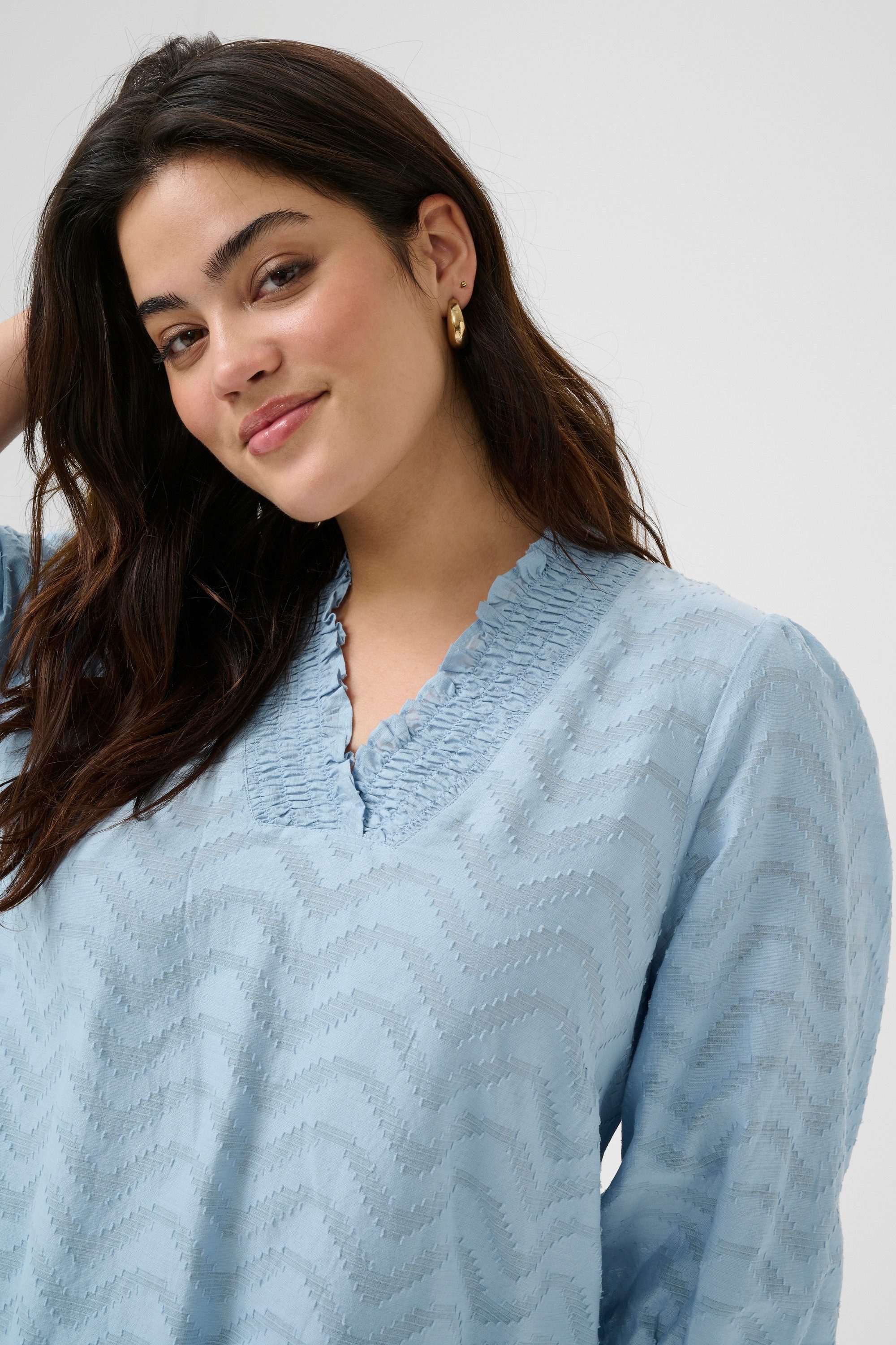 KAFFE Curve Langarmbluse Langarm-Bluse KCvitana Große Größen