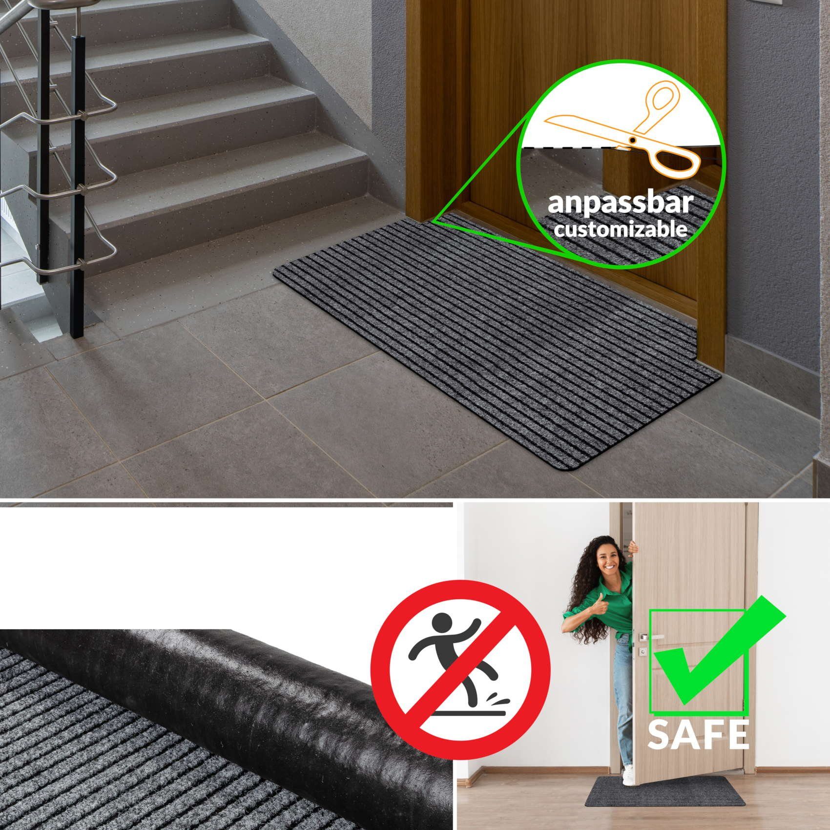 ANRO Fußmatte Türvorleger Schmutzfangmatte MiSCHA, eckig, günstig online kaufen