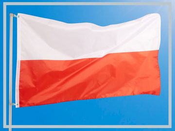 PHENO FLAGS Flagge Polen Flagge 90 x 150 cm Polnische Fahne Polska (Hissflagge für Fahnenmast), Inkl. 2 Messing Ösen