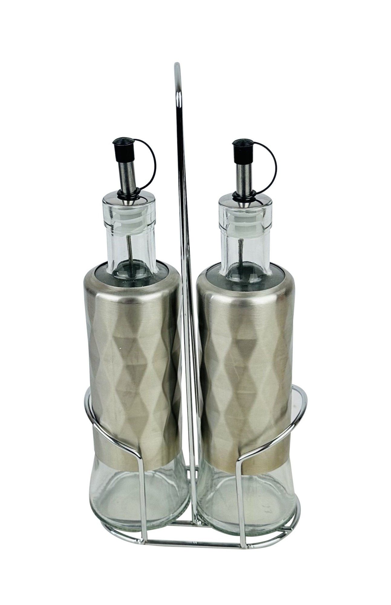 Cheffinger Ölspender 2-teiliges Set – Glasflaschen mit Edelstahl Ständer, (2-tlg)