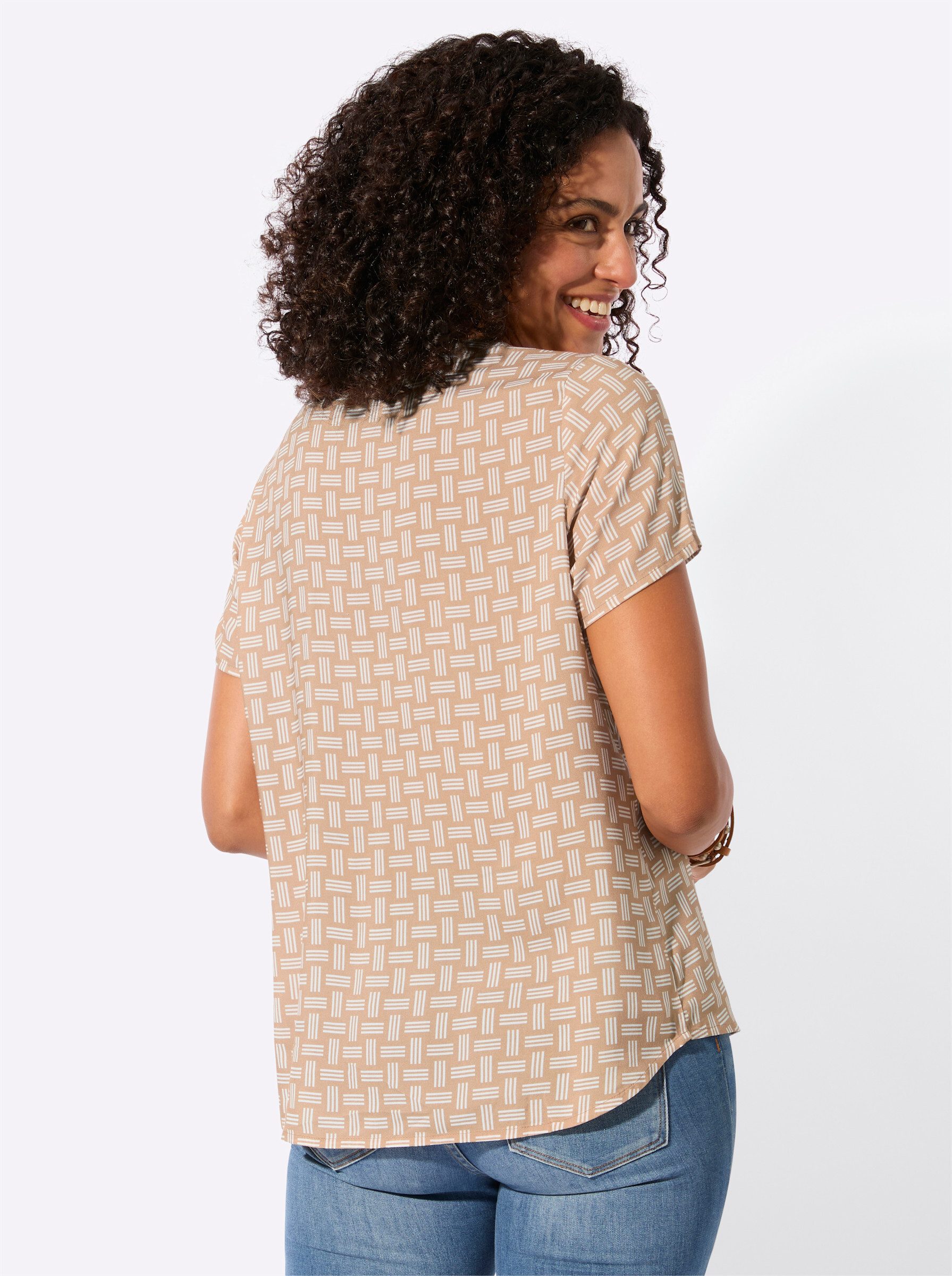 Witt Klassische Bluse Druck-Bluse Kurzarm
