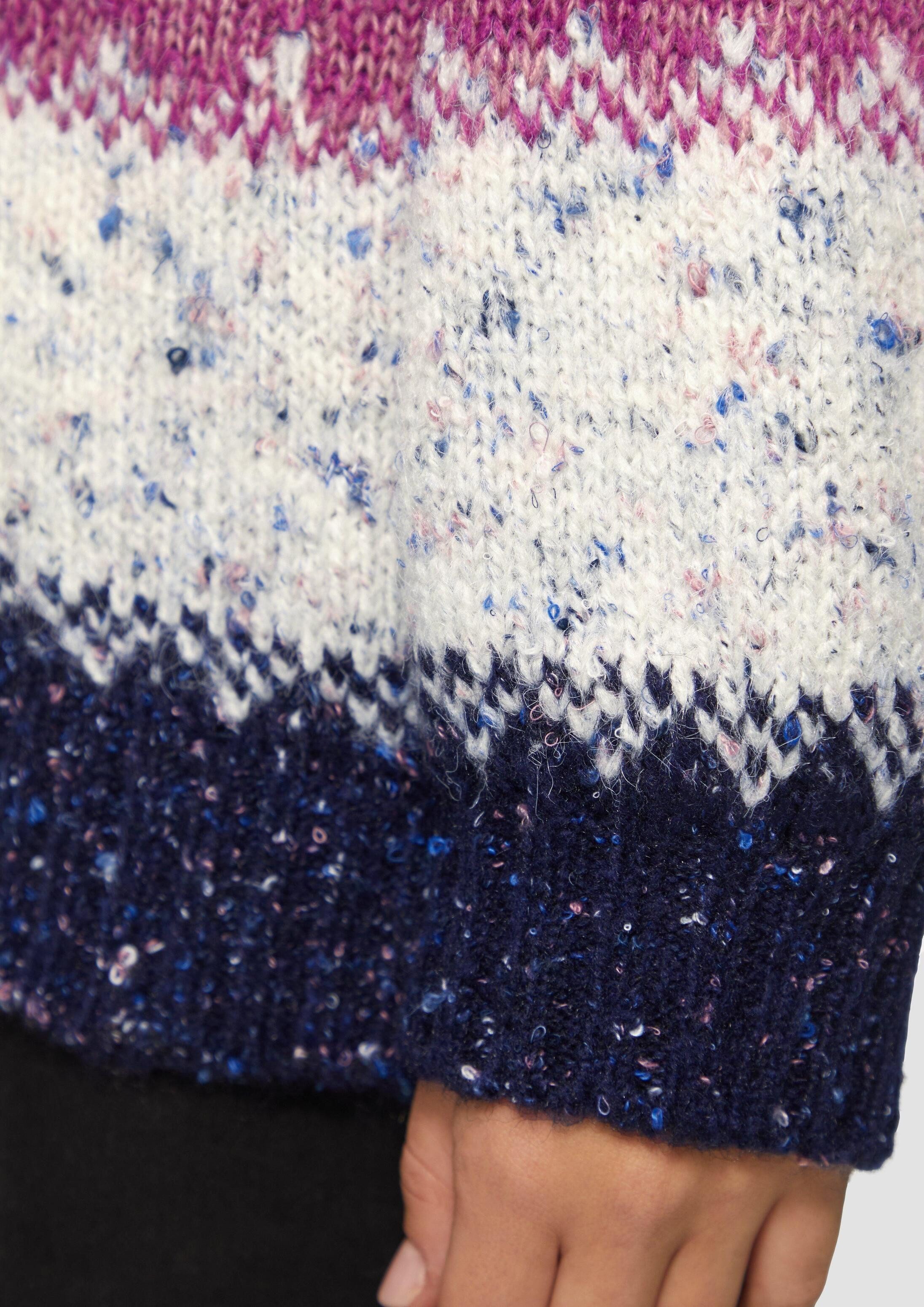 QS Longpullover Strickpullover Oversize Pullover mit mehrfarbigem Streifenmuster