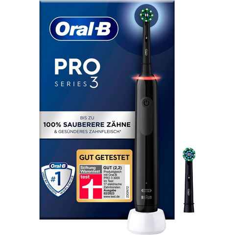 Oral-B Elektrische Zahnbürste Pro 3 3000, Aufsteckbürsten: 2 St., 3 Putzmodi