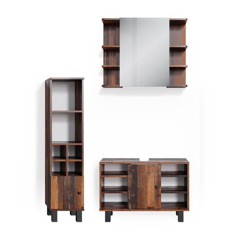 Vicco Badmöbel-Set Fynn, Antikholz, 3 Teile, günstig online kaufen