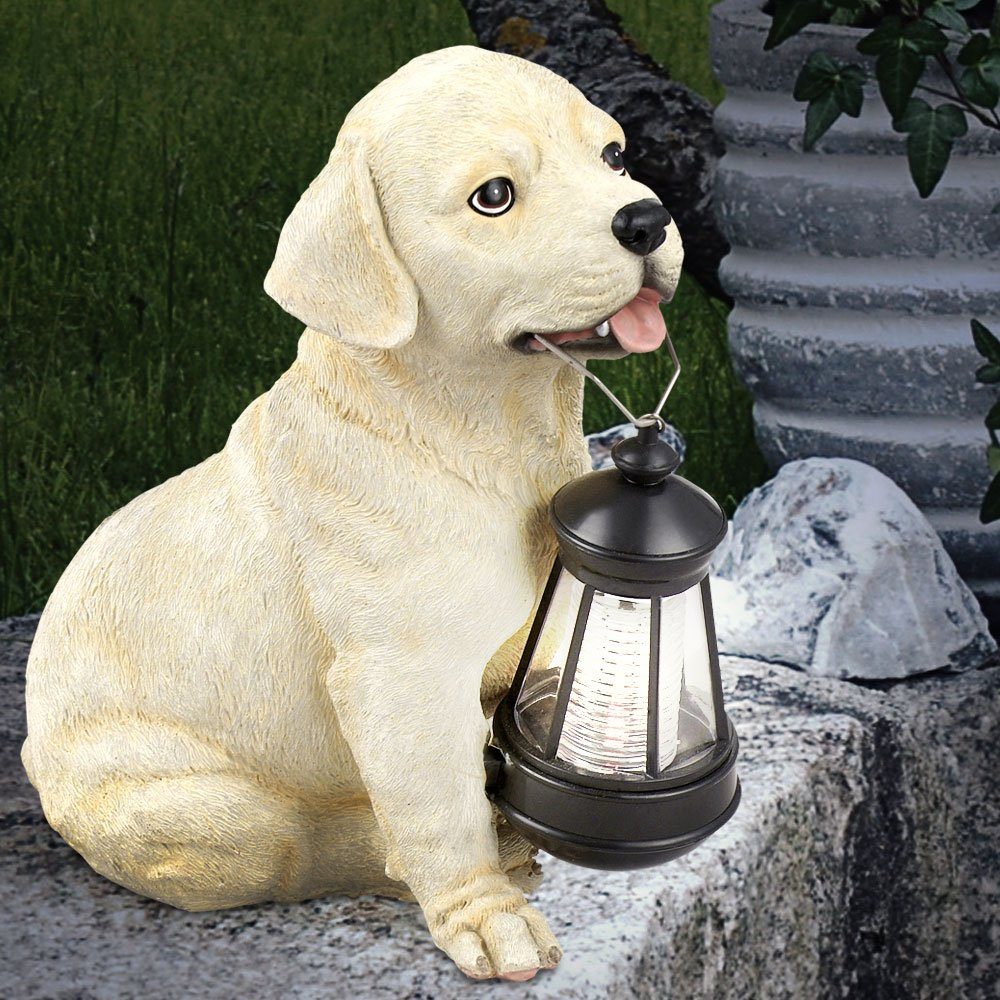 etc-shop LED Dekofigur, LED-Leuchtmittel fest verbaut, Solarleuchte Hund Garten Solar Dekoleuchte Solarlampe für