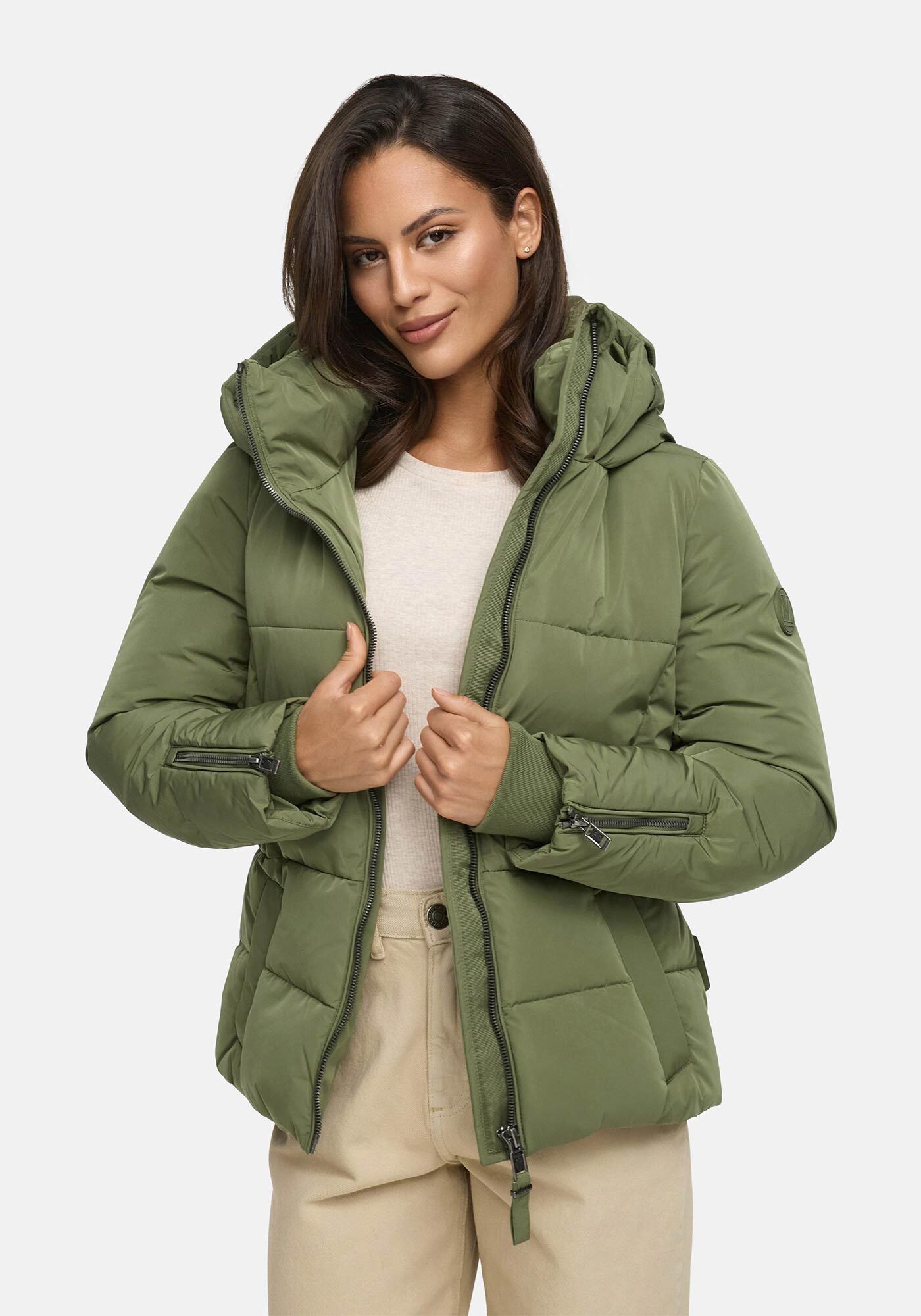 Marikoo Winterjacke Aleynaa mit extra hohem Kragen und elastischem Taillengürtel