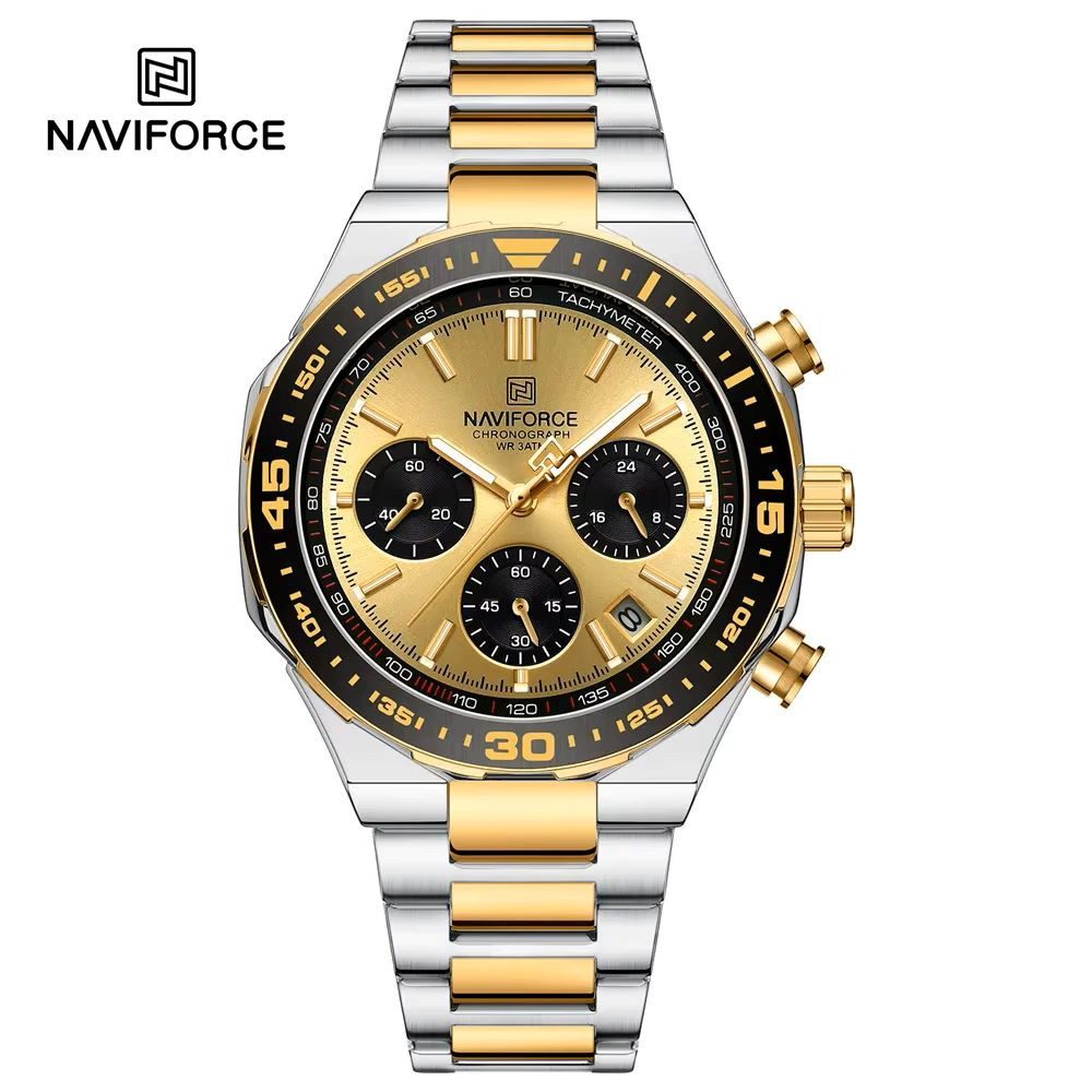 Quarzuhr NF 8049 Herrenuhr Bicolor Chronograph Quarz Sport NF 8049