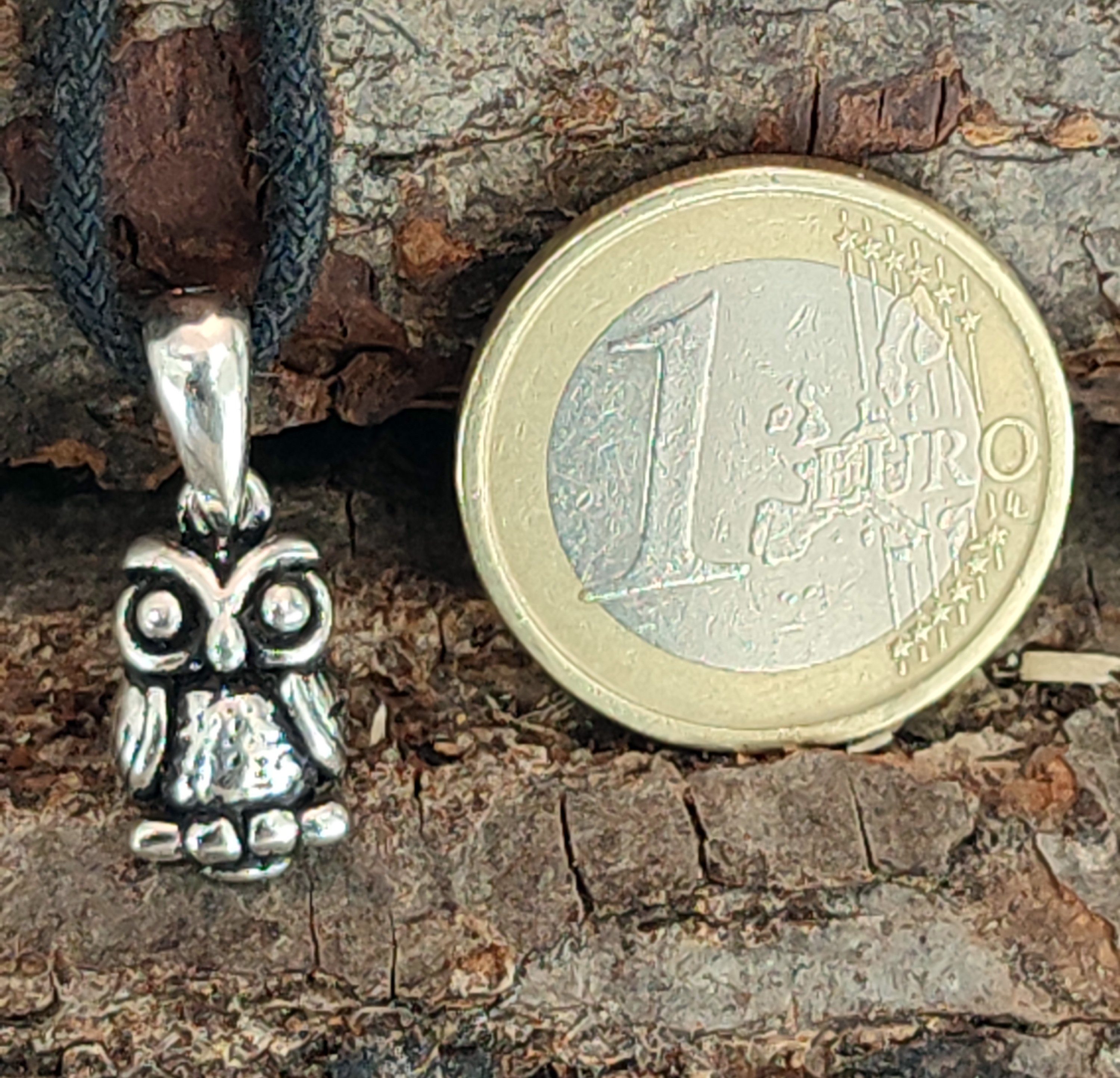 of Eule Owl Leather Silber Kettenanhänger Anhänger Flügel 925 Kiss Uhu Eulen Sterling