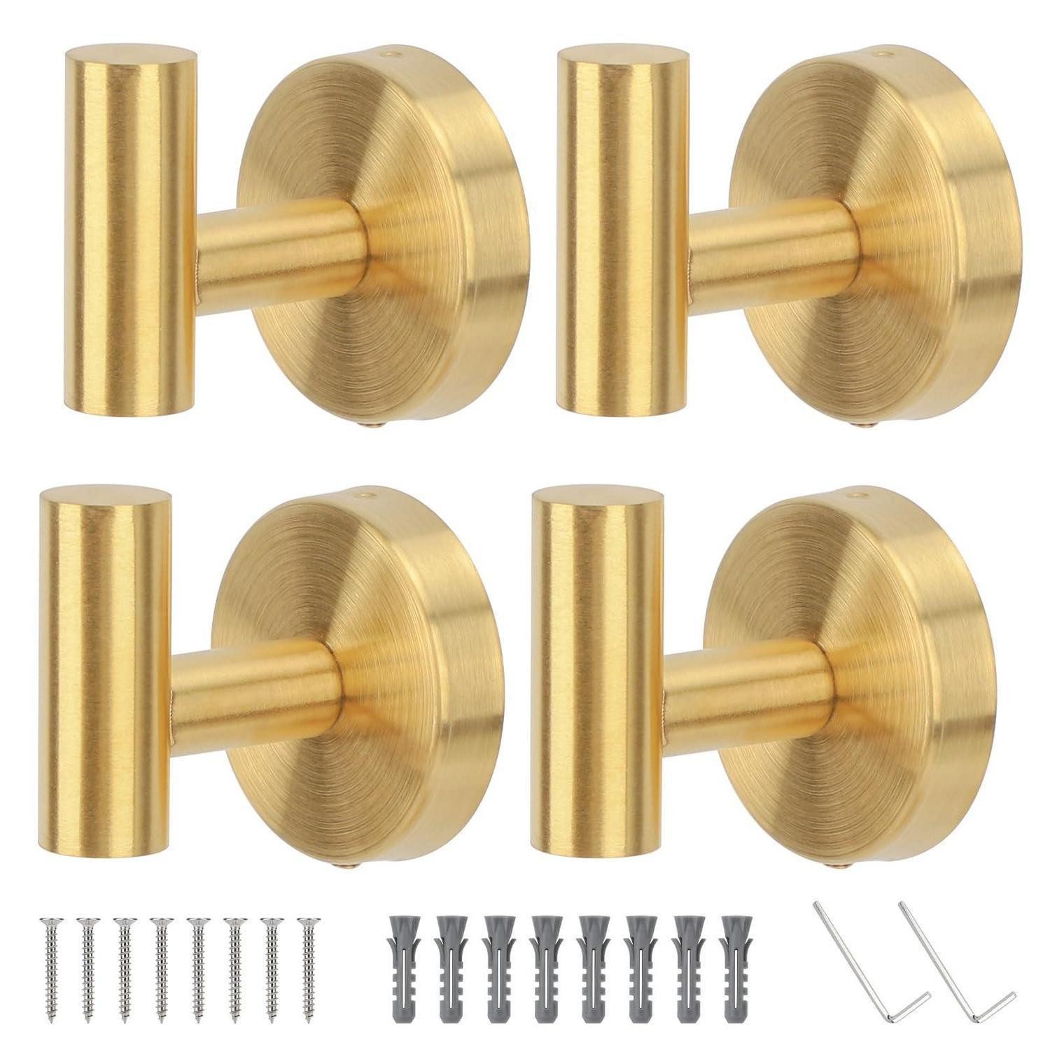 LuxusKollektion Handtuchhaken Handtuchhaken 4er Set Gold Edelstahl, (4-St)