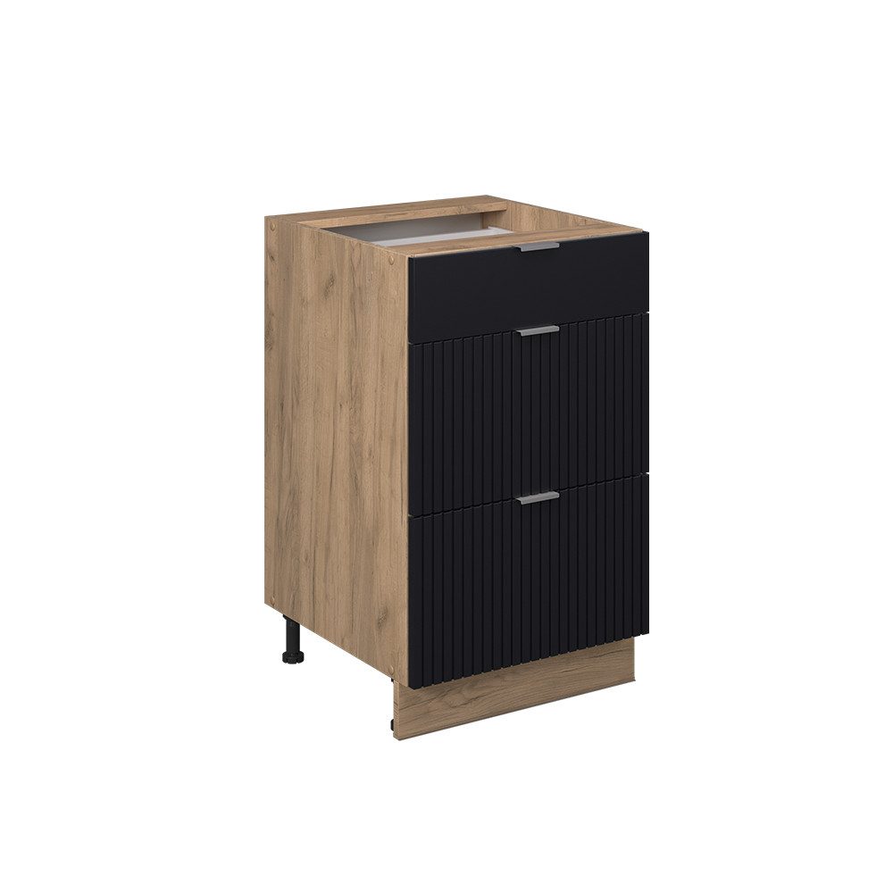 Vicco Unterschrank Fame-Line, Schwarz gestreift/Goldkraft Eiche, günstig online kaufen