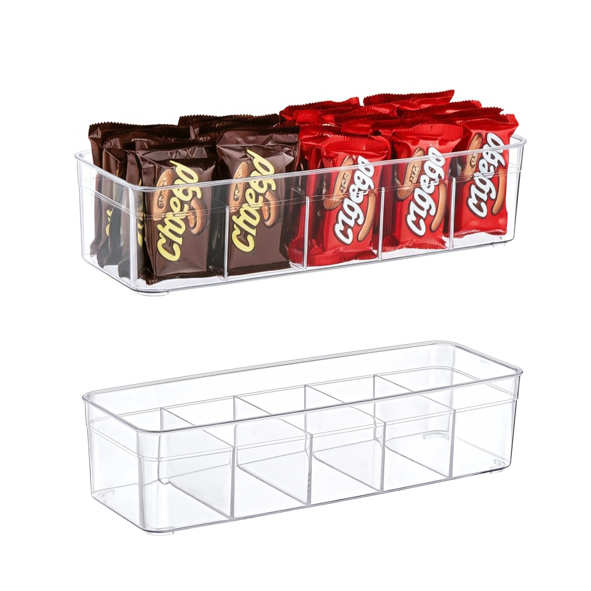 ogoPLUS Aufbewahrungssystem 2 Stück 5 Fächer Kühlschrank Organizer Размер S - BPA-Frei, (Ideal auch für Büro, Bad, Vorratsbox im Schrank, BPA frei), zur optimalen Platznutzung, Bürobedarf, Kosmetik, Pflegeprodukte