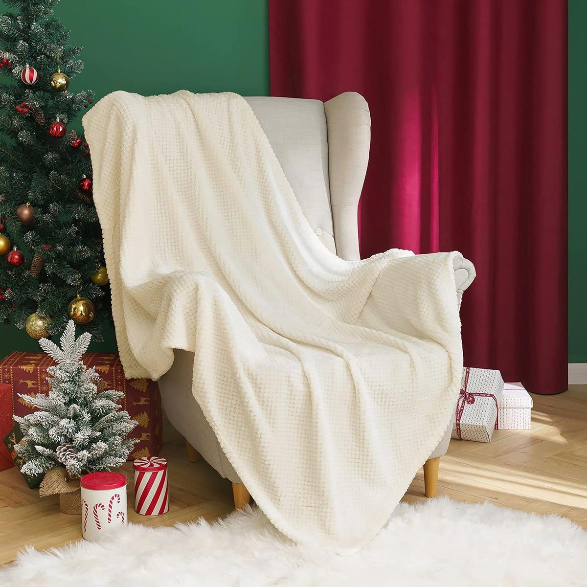 Wohndecken Wohndecke Decke Sofadecke Weiß Flanell Blanket, Weich Couchdecke CTGtree