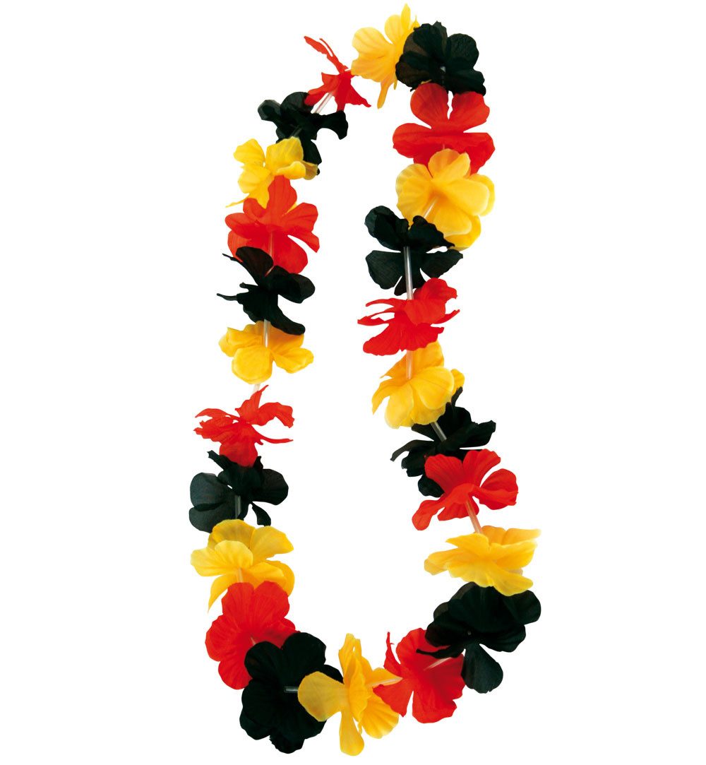Fries Hawaii-Kostüm Deutschland Fußball Hawaii Blumen Kette EM Fan 100 cm Schwarz Rot Gold, Deutschland Farben
