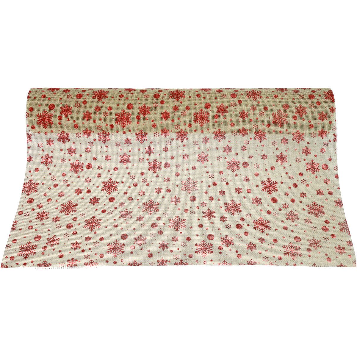Florists Products Tischläufer Tischläufer Weihnachten Tischband Schneeflocken Jute 48×450cm