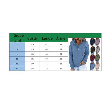 ZWY T-Shirt-Body Damen Button Down Hoodie Pullover Langarm Herbst Winter Sweatshirt