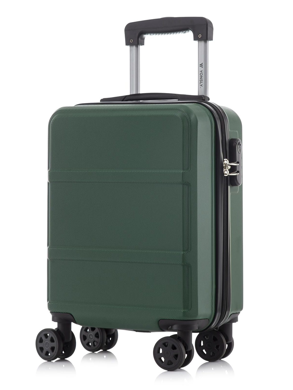 YONSLY Handgepäckkoffer Hartschalen-Reisekoffer Trolley Rollkoffer für Reisen von S bis XL, 4 Rollen, aus ABS und Aluminium, mit Zahlenschloss und weichem Gummigriff