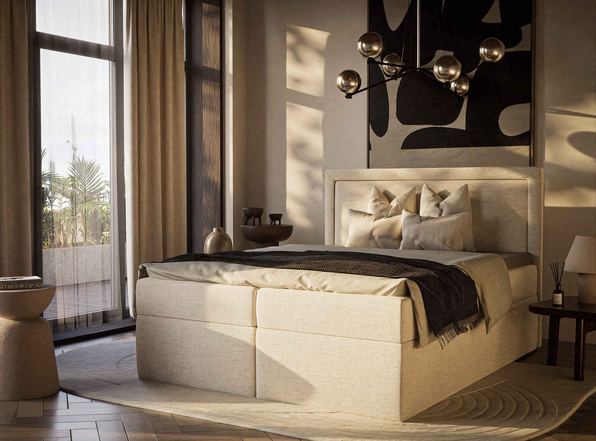 Maison de Rêve Boxbett Tribeca mit Bettkasten (Matratze, Stauraum, Kopfteil, Topper), Boxspringbett mit Taschenmatratze H3, mit Stauraum und Topper