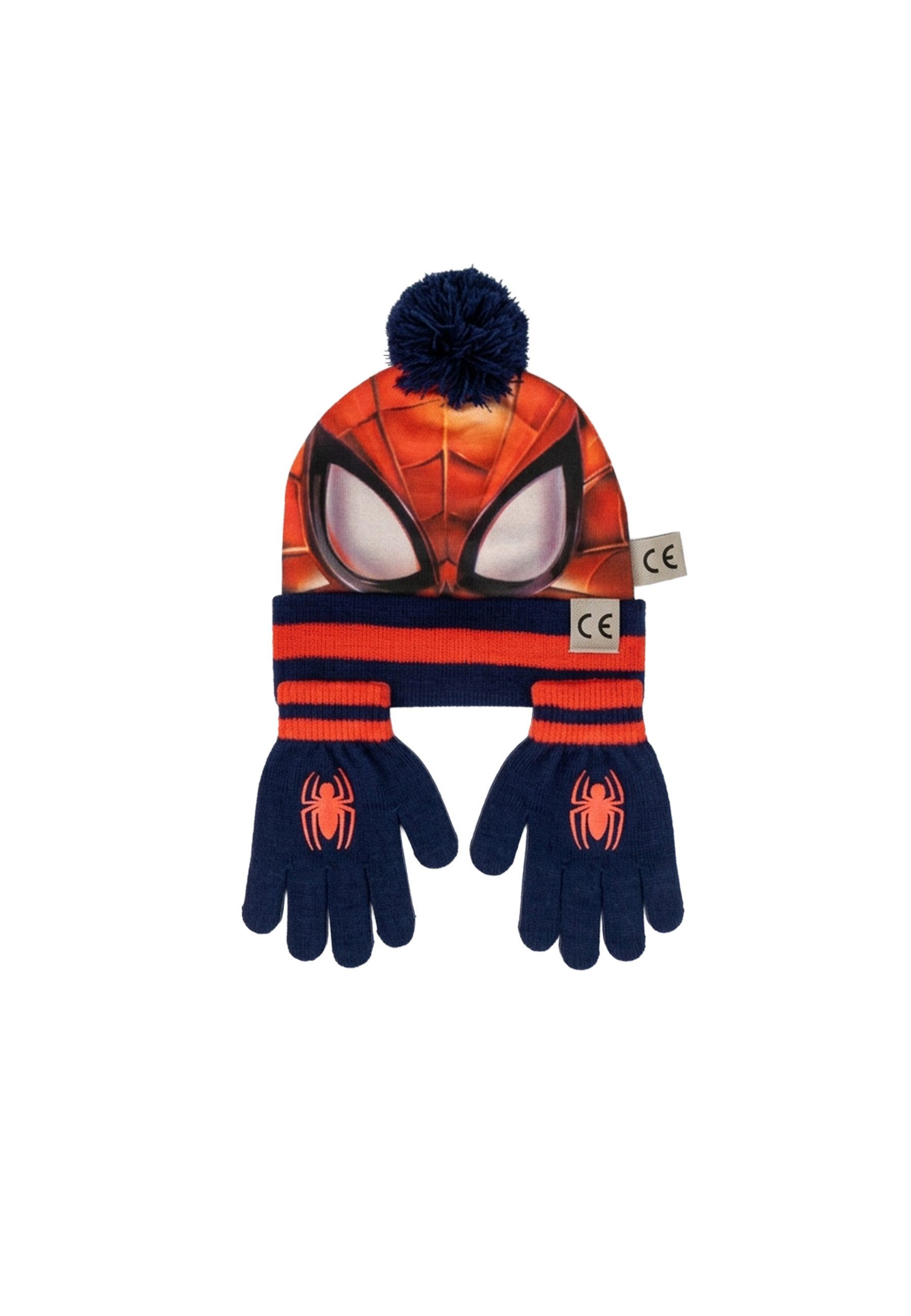 Disney Beanie 2-teiliges Spider-Man Winterset mit Mütze und Handschuhen (Set)