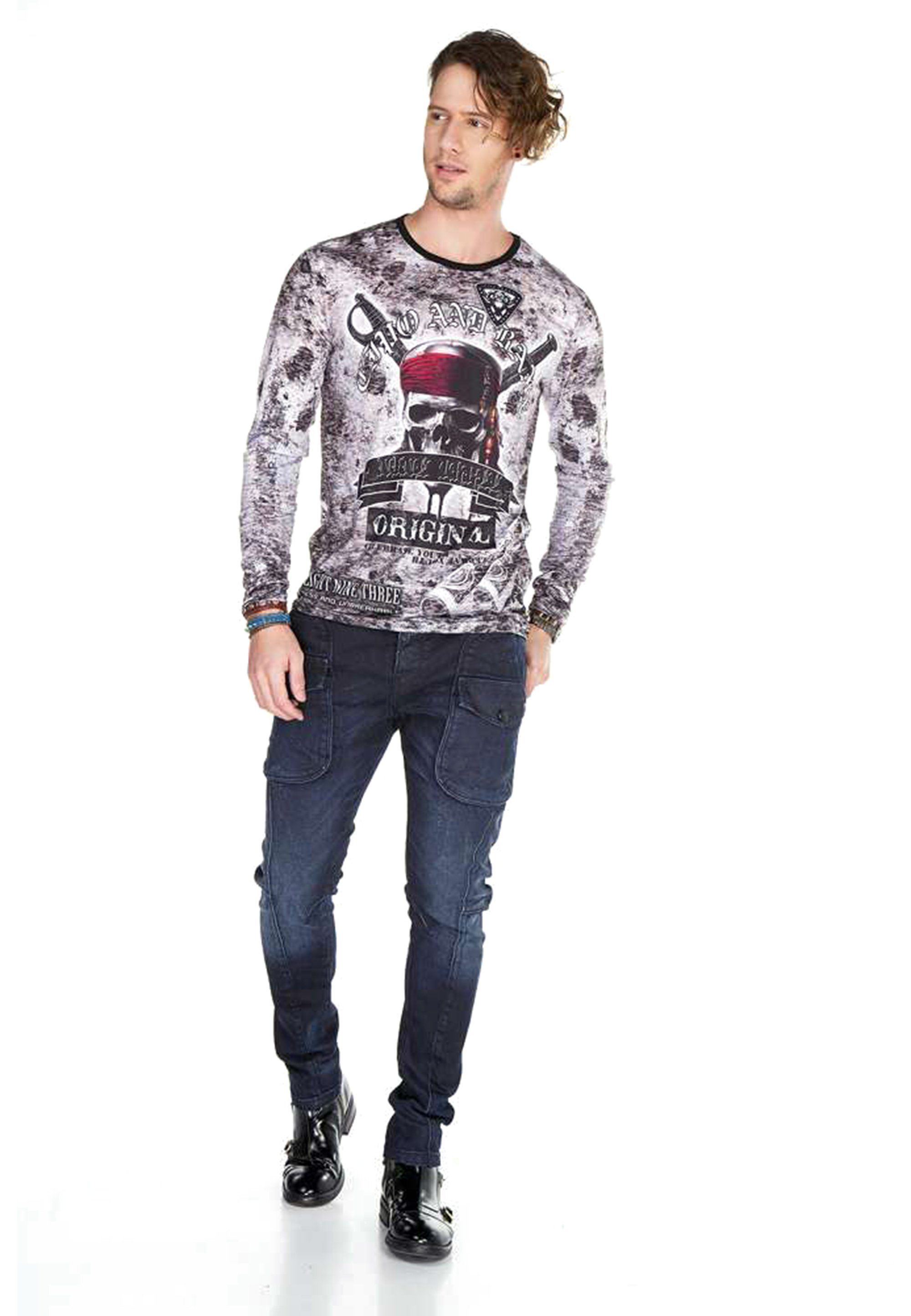 Sweatshirt Allover-Print mit stylischem & Baxx Cipo