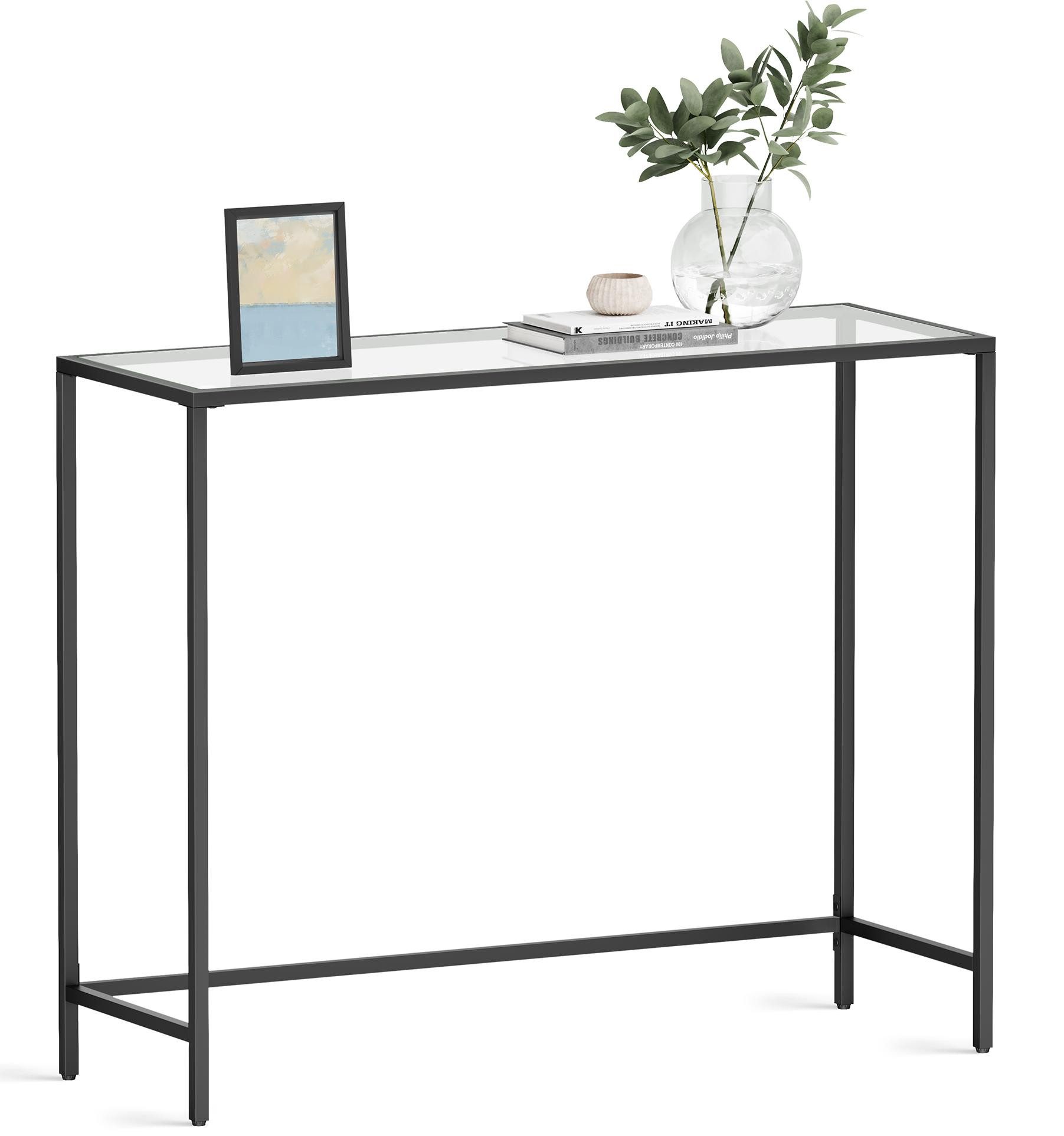 VASAGLE Konsolentisch, Beistelltisch, Oberfläche aus Hartglas, moderner Sof günstig online kaufen