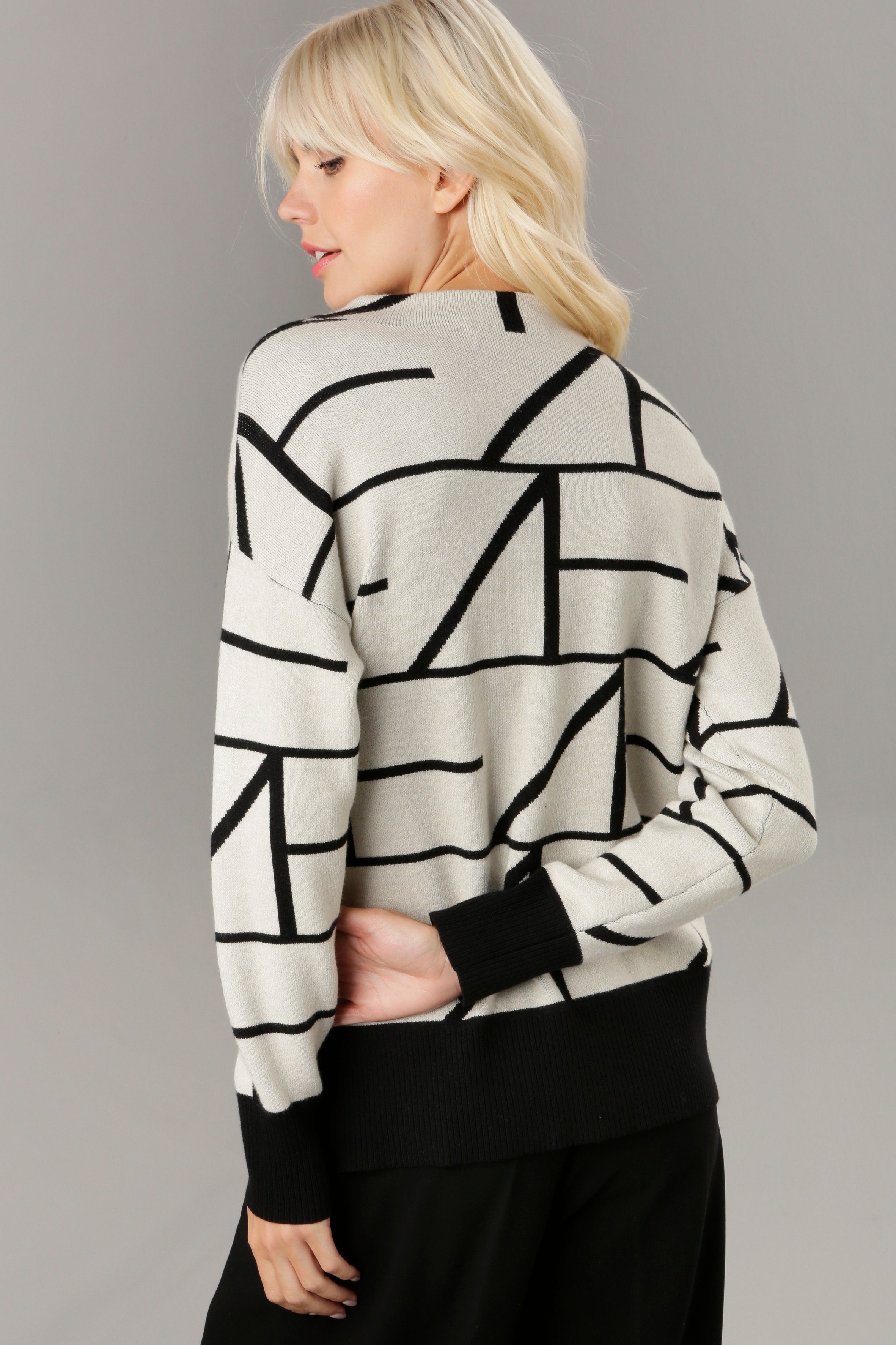 SELECTED elegantem Jacquard-Muster mit Aniston Strickpullover