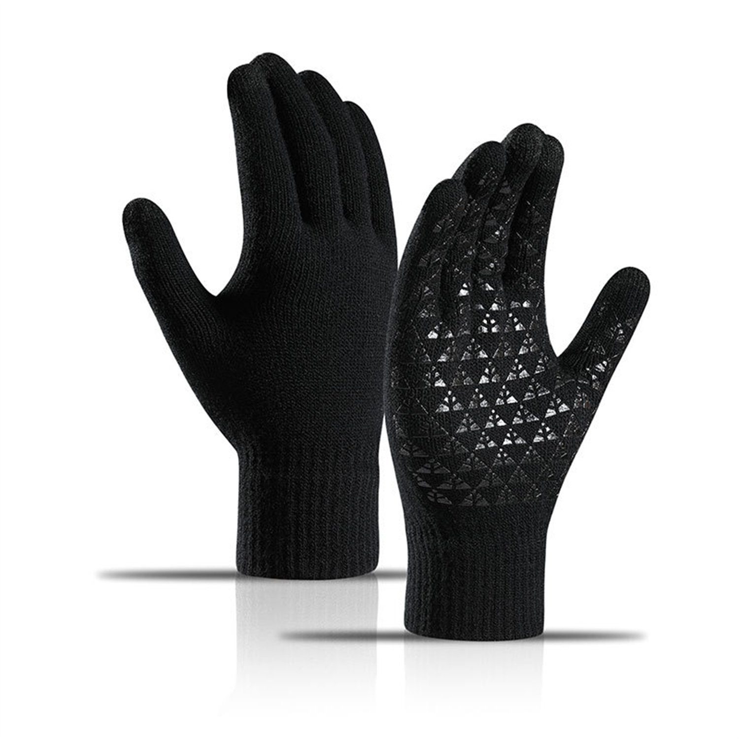 Touchscreen-Thermo-Handschuhe autolock Winterhandschuhe, Warme Fleecehandschuhe schwarz
