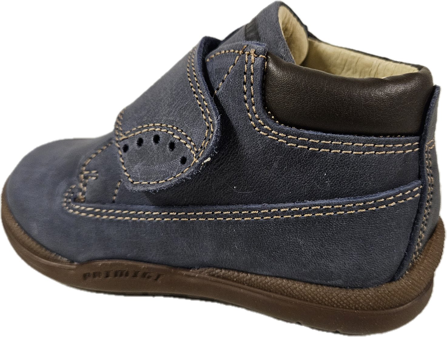 Primigi 80480 Sneaker Halbschuhe Lederschuh blau Klettschuh aus echtem Leder, Klettverschluß