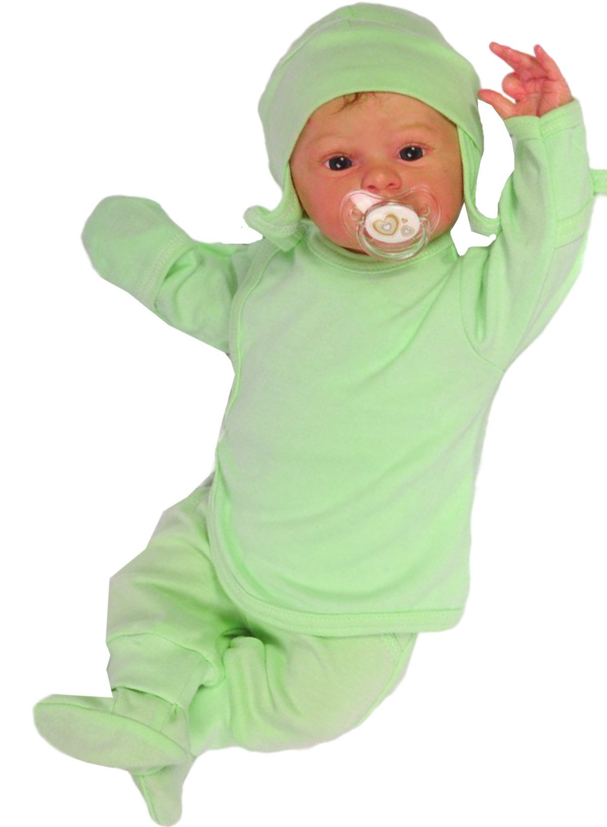 Erstausstattungspaket Wickelhemdchen Hose und Mütze Baby Anzug für Frühchen und Neugeborene