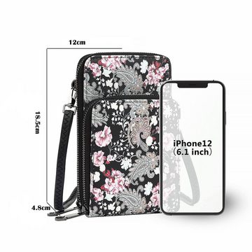 TAN.TOMI Schultertasche TAN.TOMI Schultertasche, Handytasche, Geldbörse, mehrere Fächer, bedruckt mit Blumenmuster im Mandala- und Ethno Stil