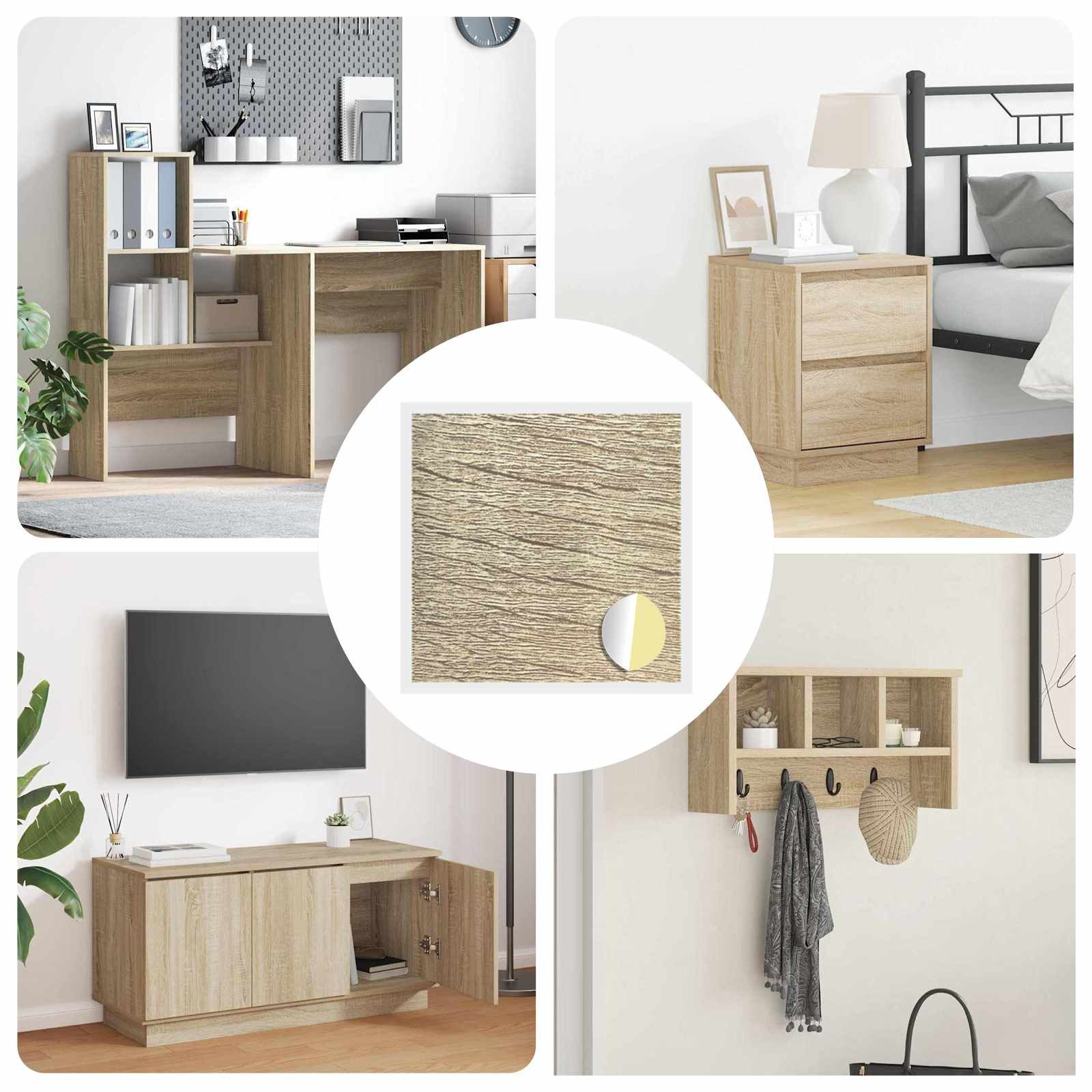 vidaXL Abdeckkappe, Selbstklebende Schraubenabdeckung 12 pcs Sonoma-Eiche
