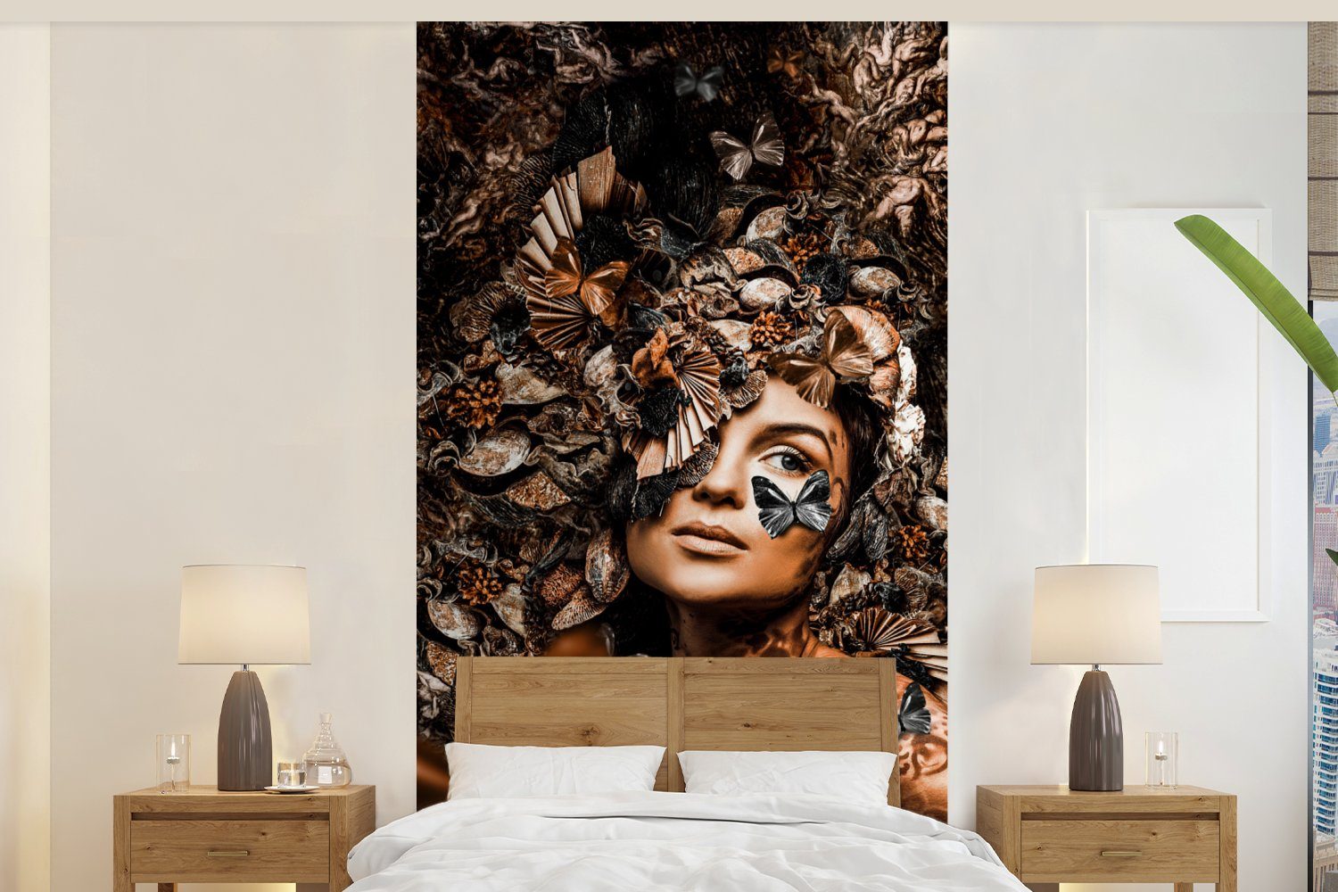 MuchoWow Fototapete Luxus - Frau - Collage, Matt, bedruckt, (2 St), Vliestapete für Wohnzimmer Schlafzimmer Küche, Fototapete