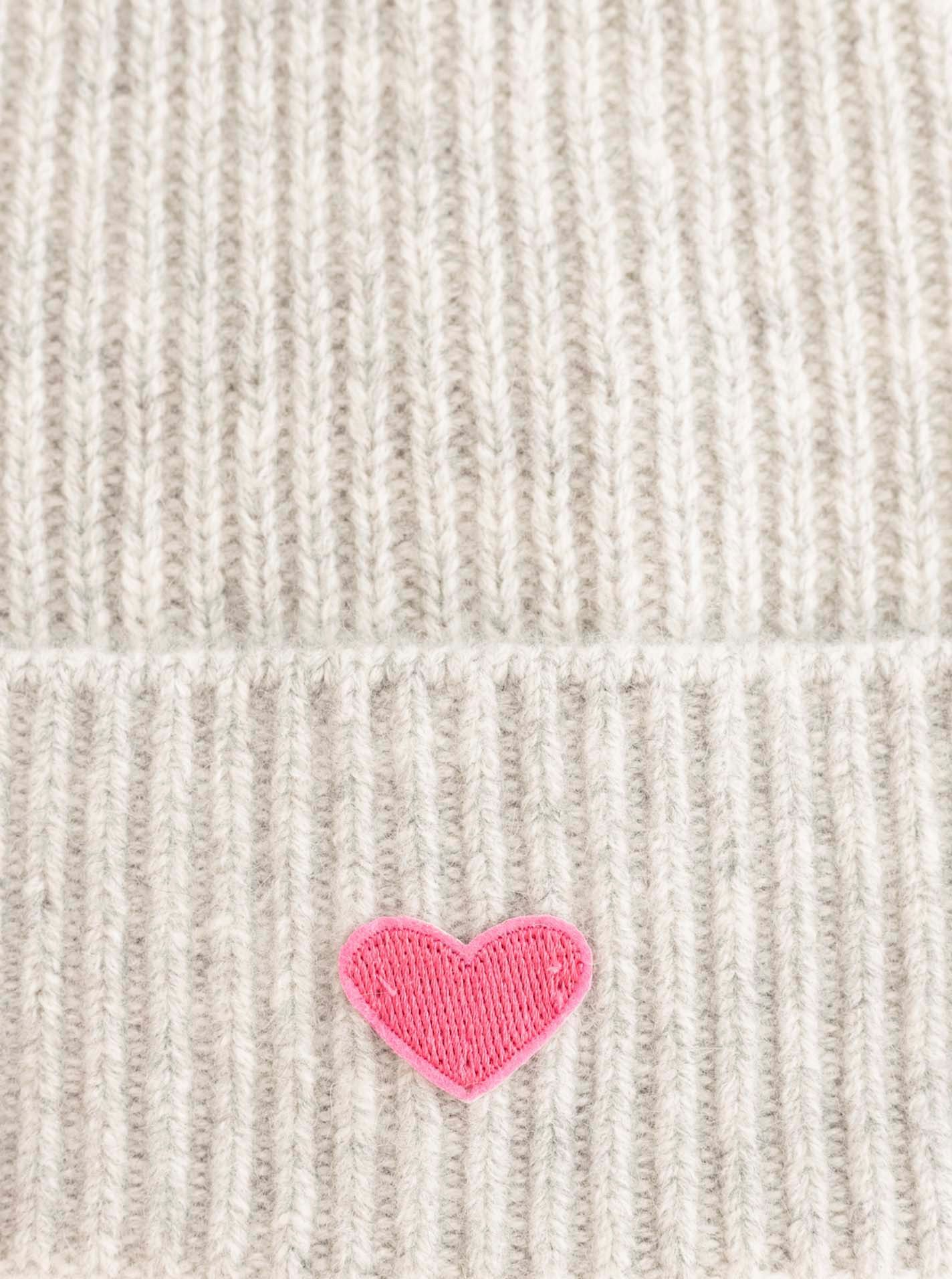 Zwillingsherz Beanie Beanie with Heart-Patch Rippstrick, mit breitem Umschlag, wärmend