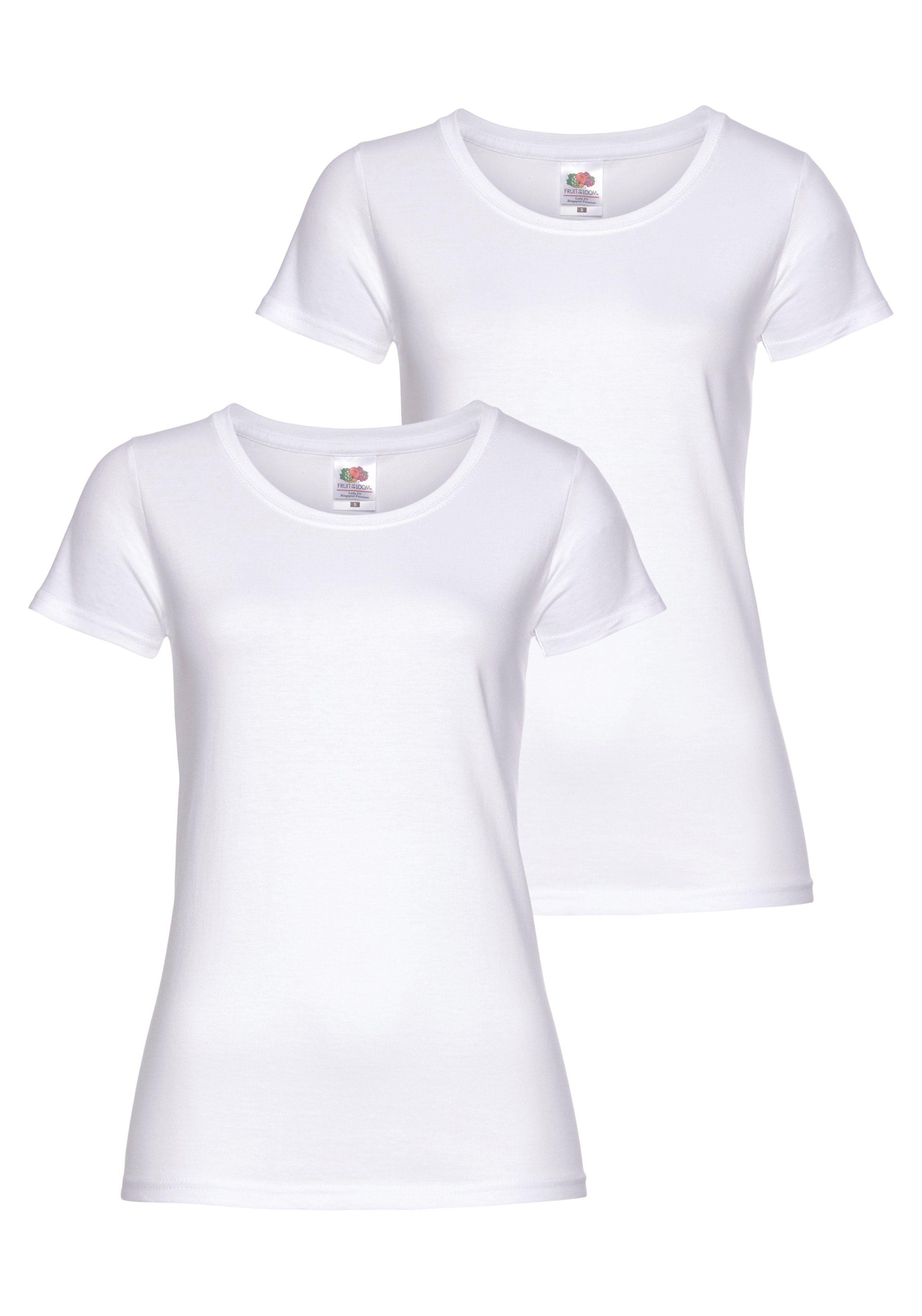 Von der Marke direkt geführter Laden Fruit of the Premium Fit Lady 2er-Pack) Rundhalsshirt (Packung, 2-tlg., Loom