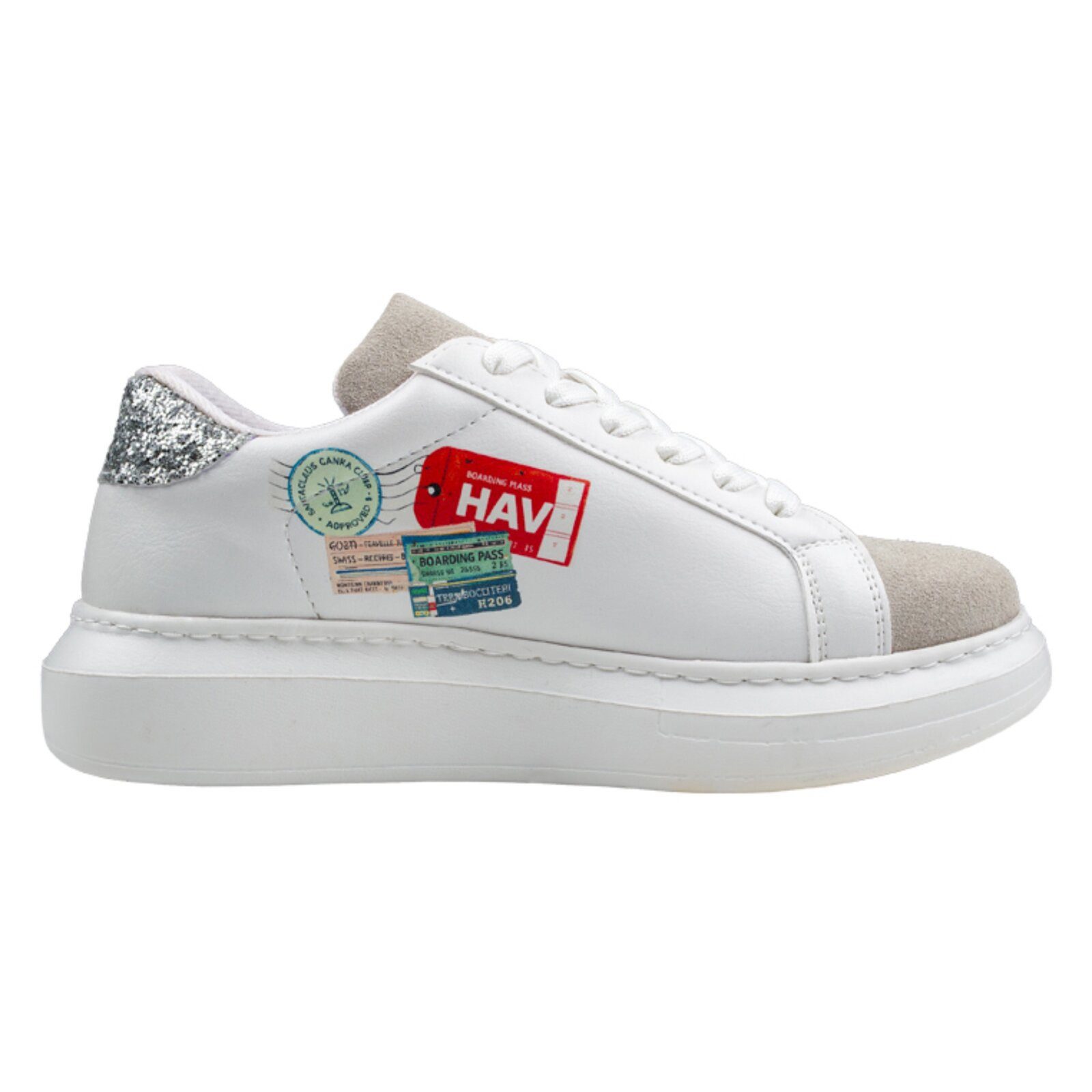 DOGO Verona Low-Top Sneaker Travel Collage Damen Sneaker Sneaker Handgefertigt