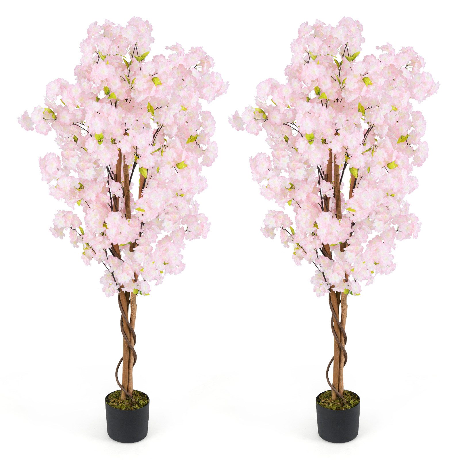 Kunstpflanze Kirschbäume, KOMFOTTEU, Blumenpflanze mit natürlichem Holzstam günstig online kaufen