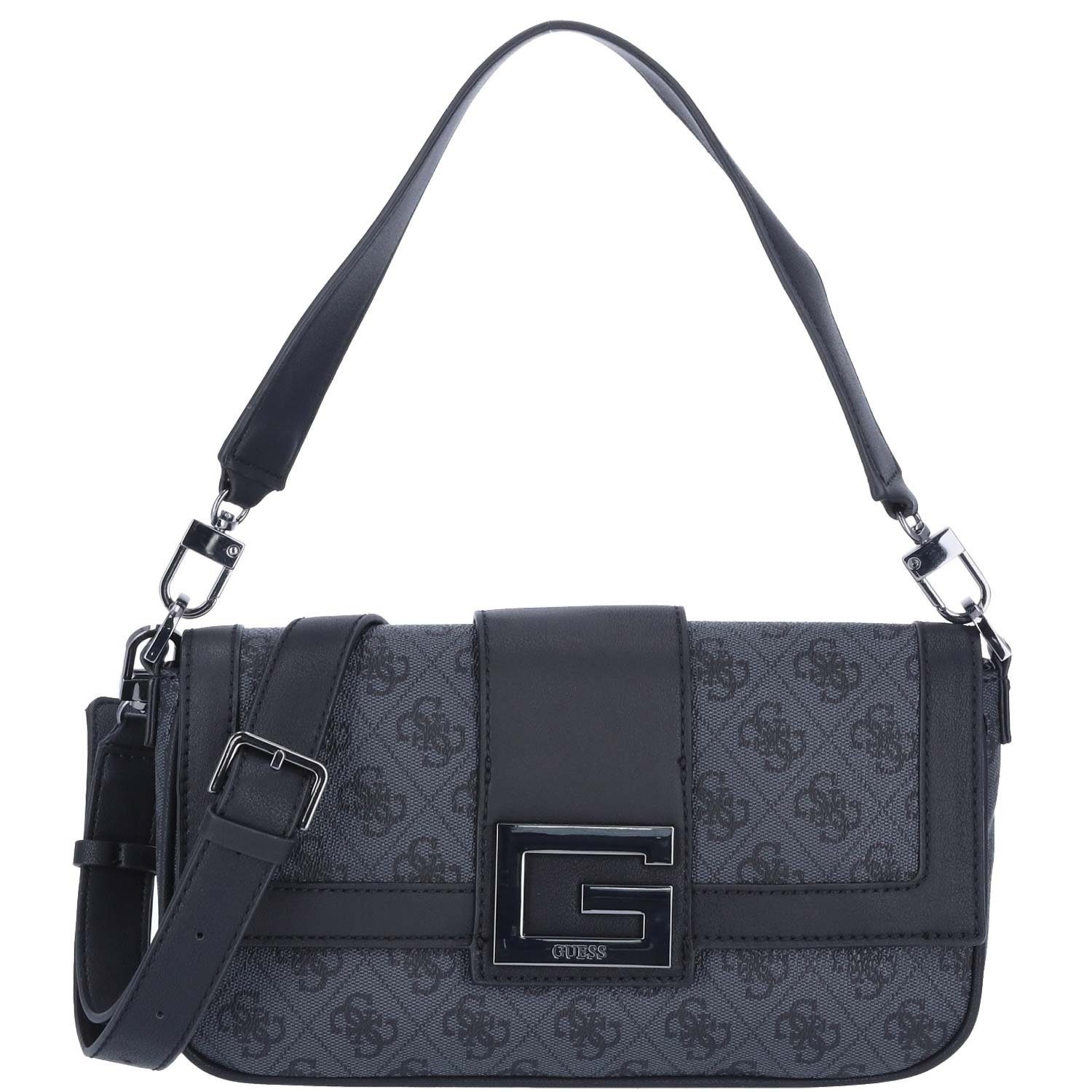 Guess Umhängetasche GUESS Damen Schultertasche Brightside Coal (Stück, 1-tlg., Stück), Reißverschluss