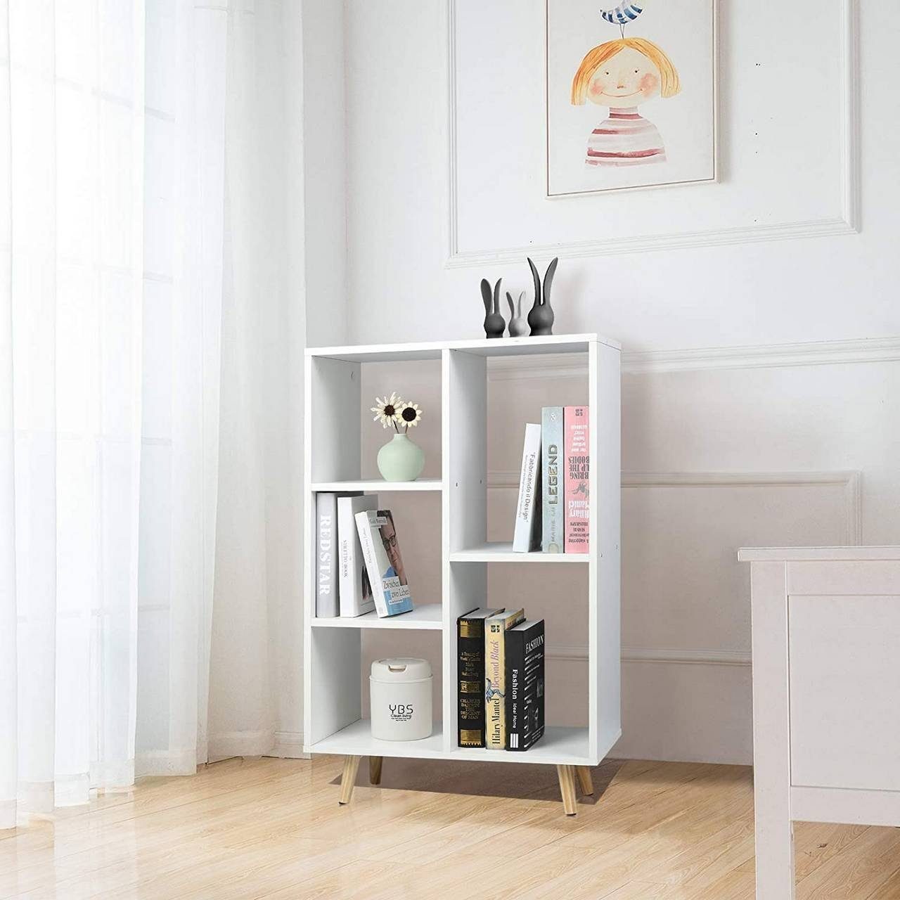 Fächern Woltu mit aus Weiß 1-tlg., Büroregal 5 MDF Bücherregal, Holz