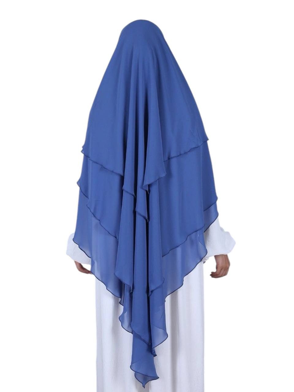 Aymasal Kopftuch Dreilagiger Khimar Chiffon Khumur Hijab Kopftuch Bedeckung locker, (Einzelstück, Einzelner Artikel), Dreilagiger Khimar aus Chiffon locker fallender Hijab für Alltag StilD