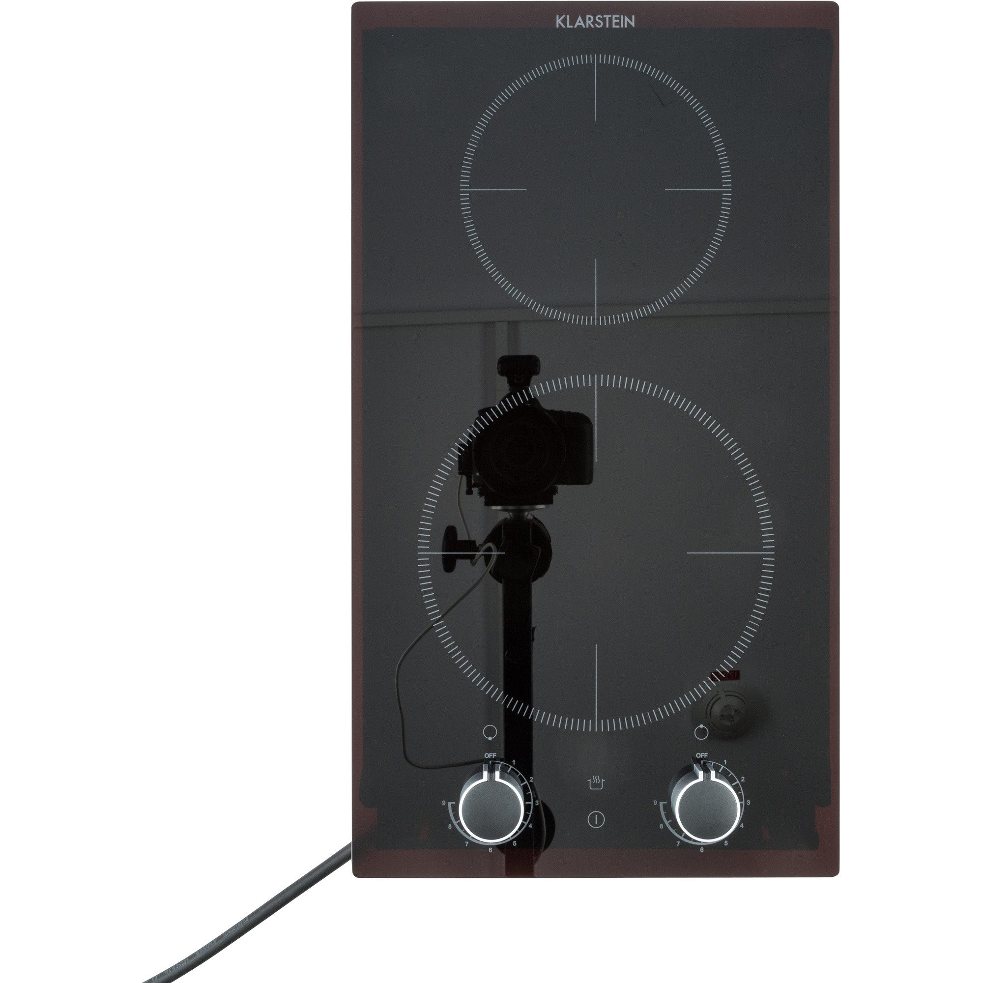 Klarstein Induktions-Kochfeld Kochheld Doppel-Induktion 2900W 2 Zonen 9 Stufen Drehregler Glas, Einbau-Induktionsfeld Domino mit Glaskeramik Touch & Booster mobil